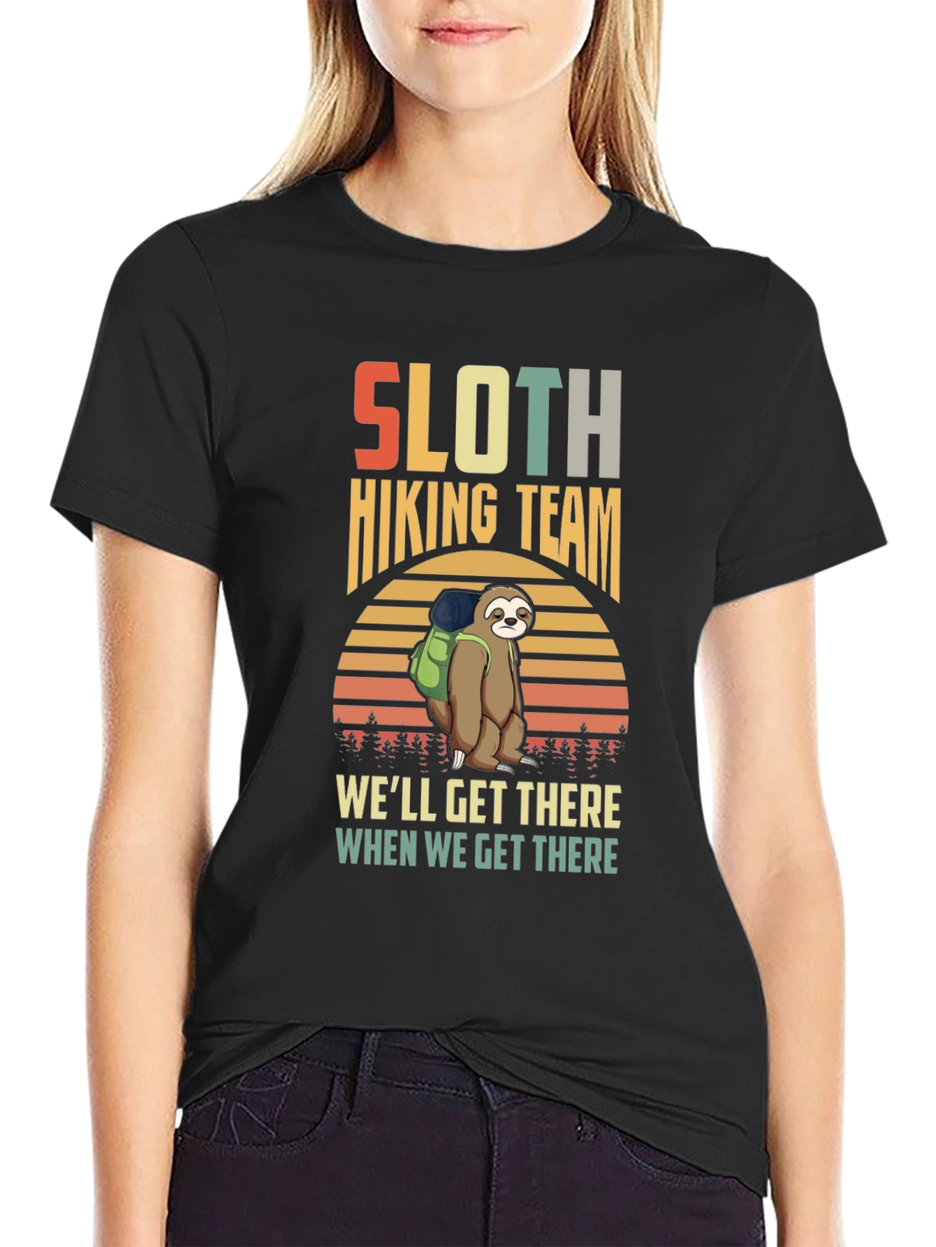 Black Sloth Hiking Team Graphic T-Shirt view 2