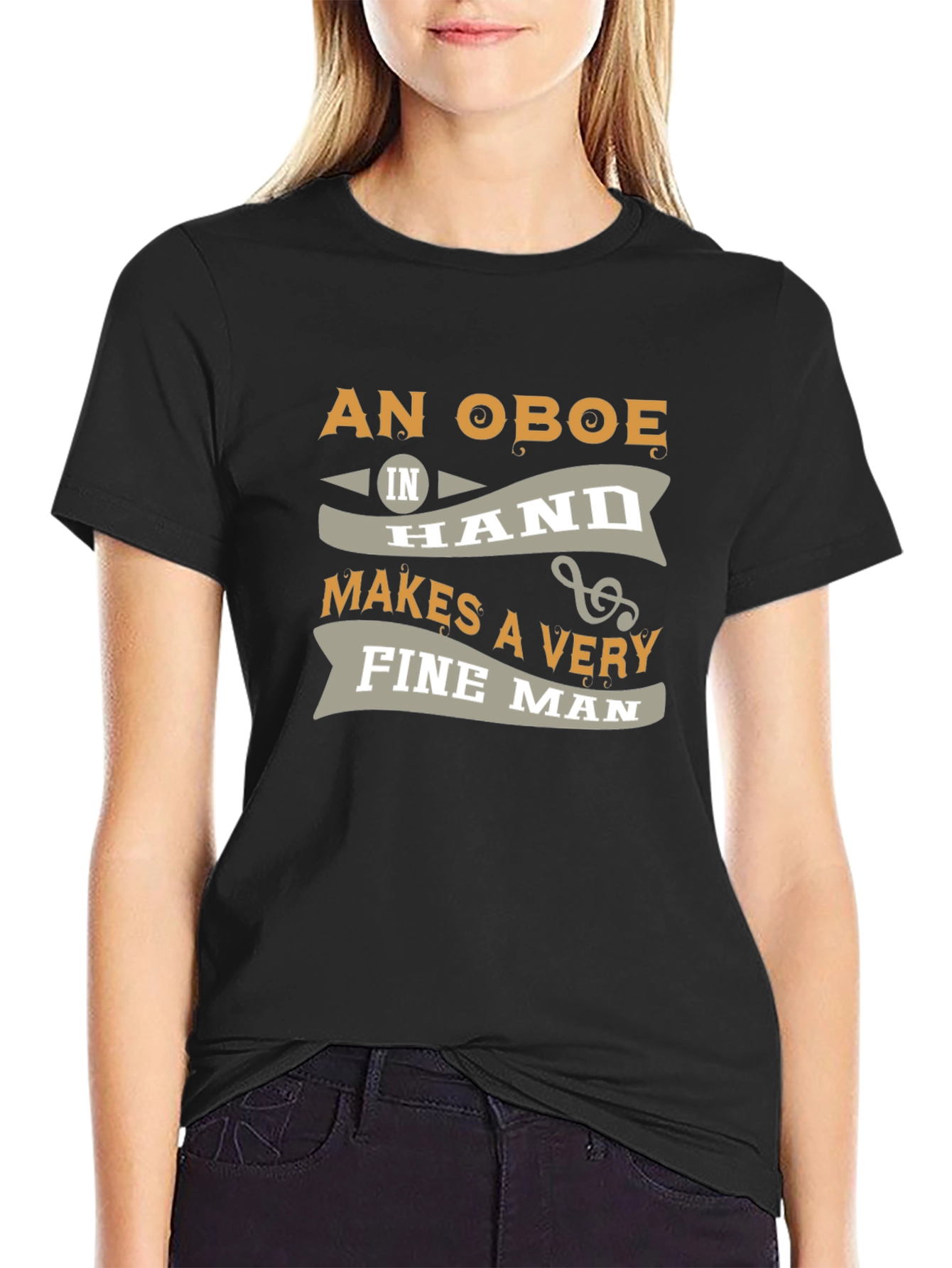 Black Oboe Fine Man Graphic T-Shirt view 2