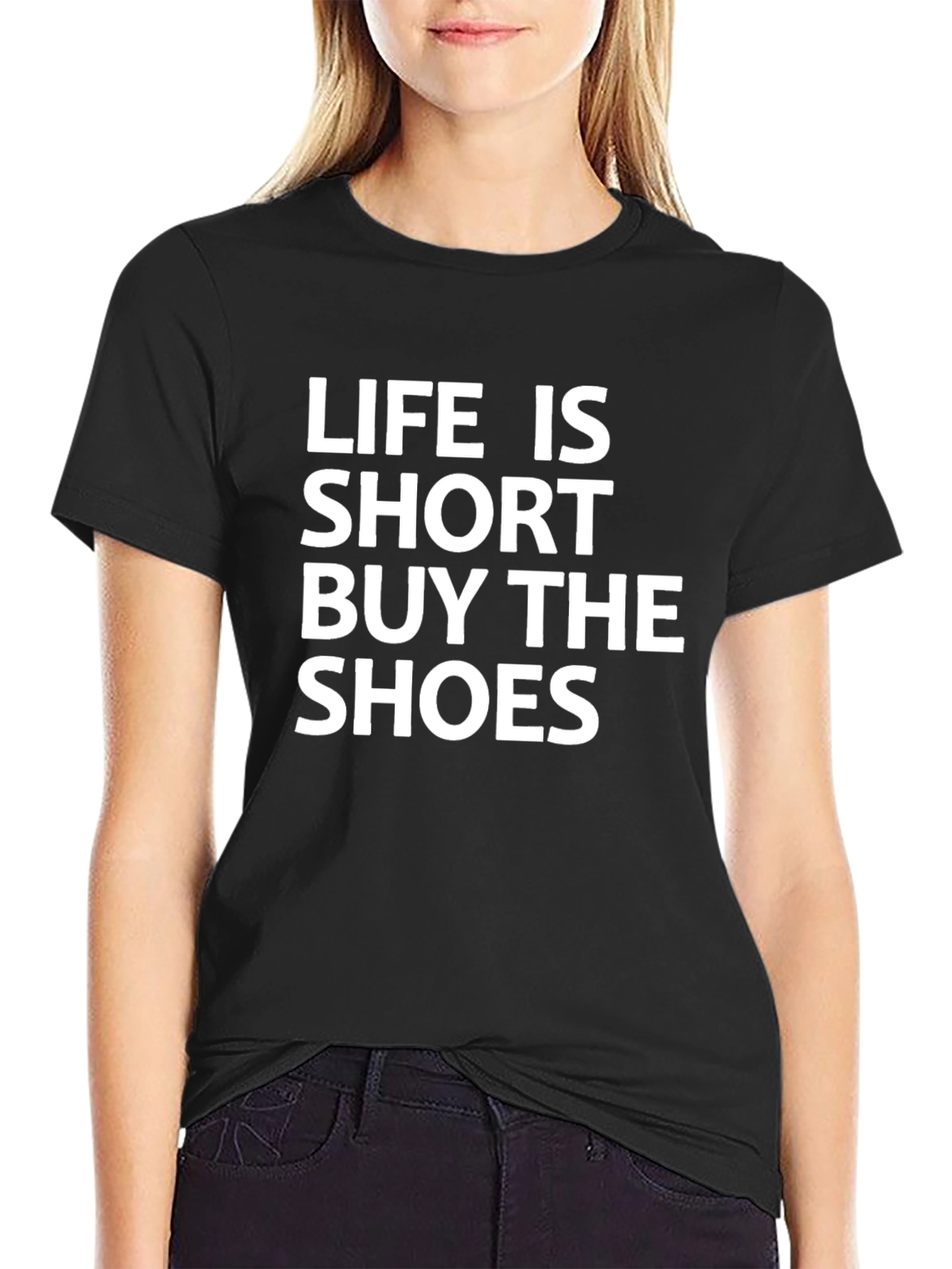 Black Life is Short Buy the Shoes T-Shirt - Bold Graphic Tee view 2