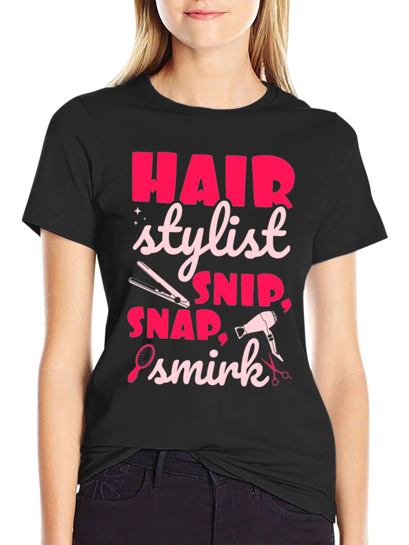 Black Hair Stylist Graphic Tee - Snip, Snap, Smirk! view 2