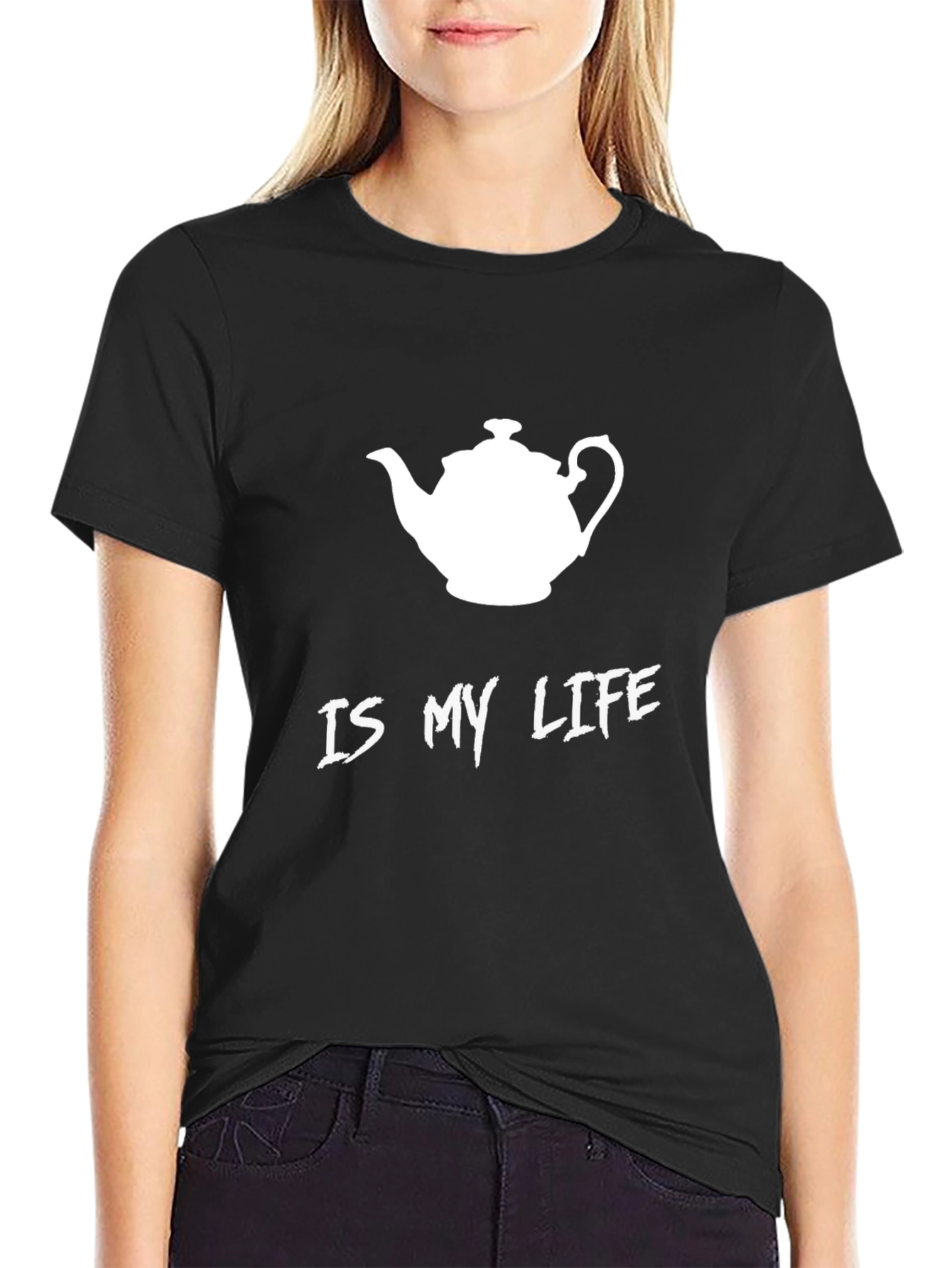 Black Tea is My Life T-Shirt - Black Cotton Tee view 2