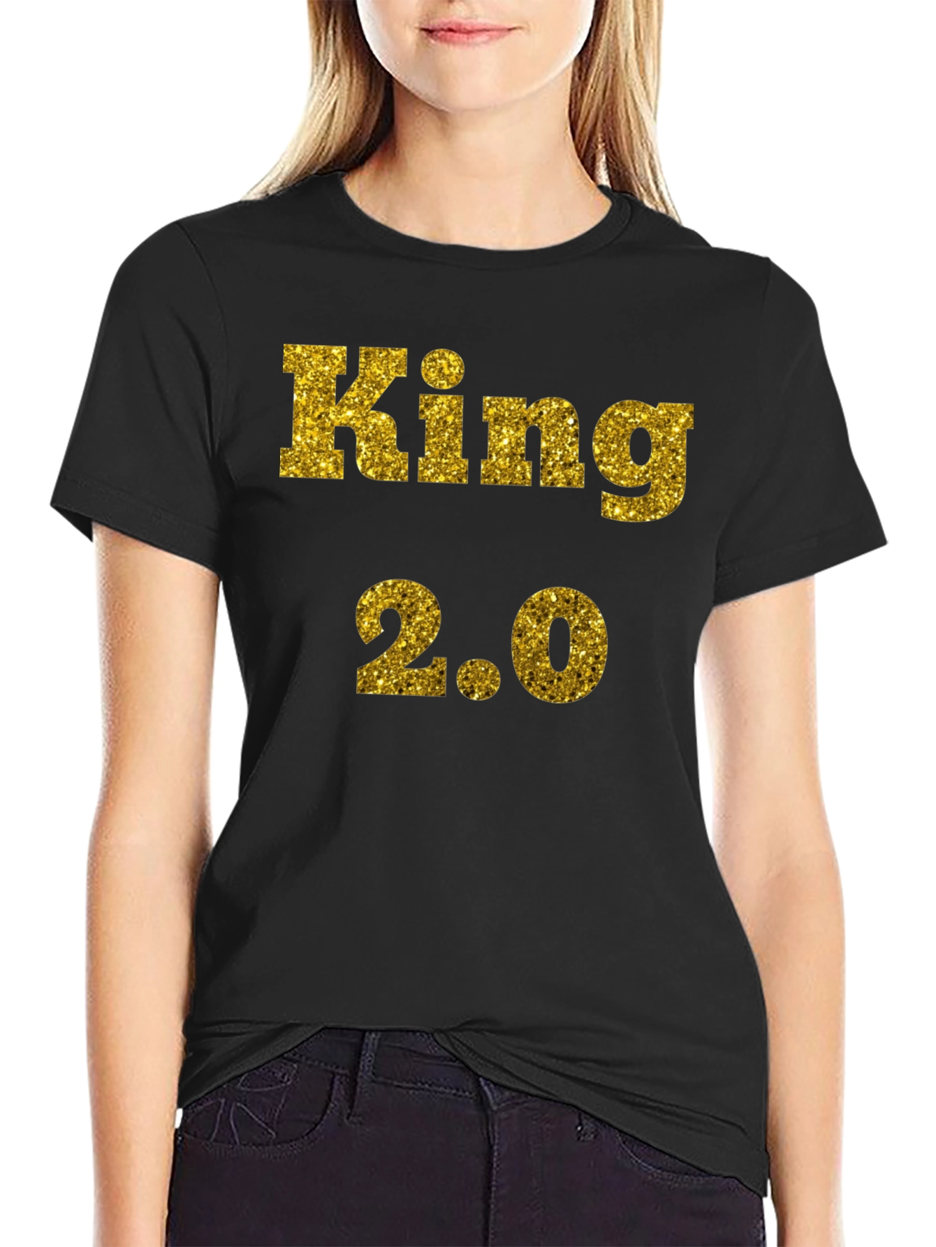 Black King 2.0 Glitter Print T-Shirt - Black view 2