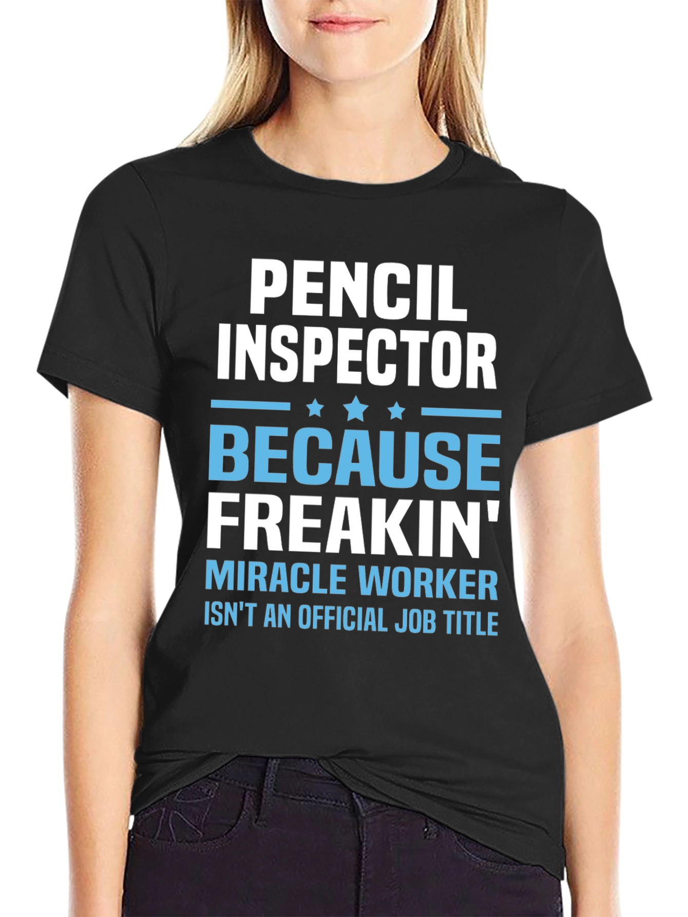 Black Pencil Inspector T-Shirt: Funny Job Title Tee view 2