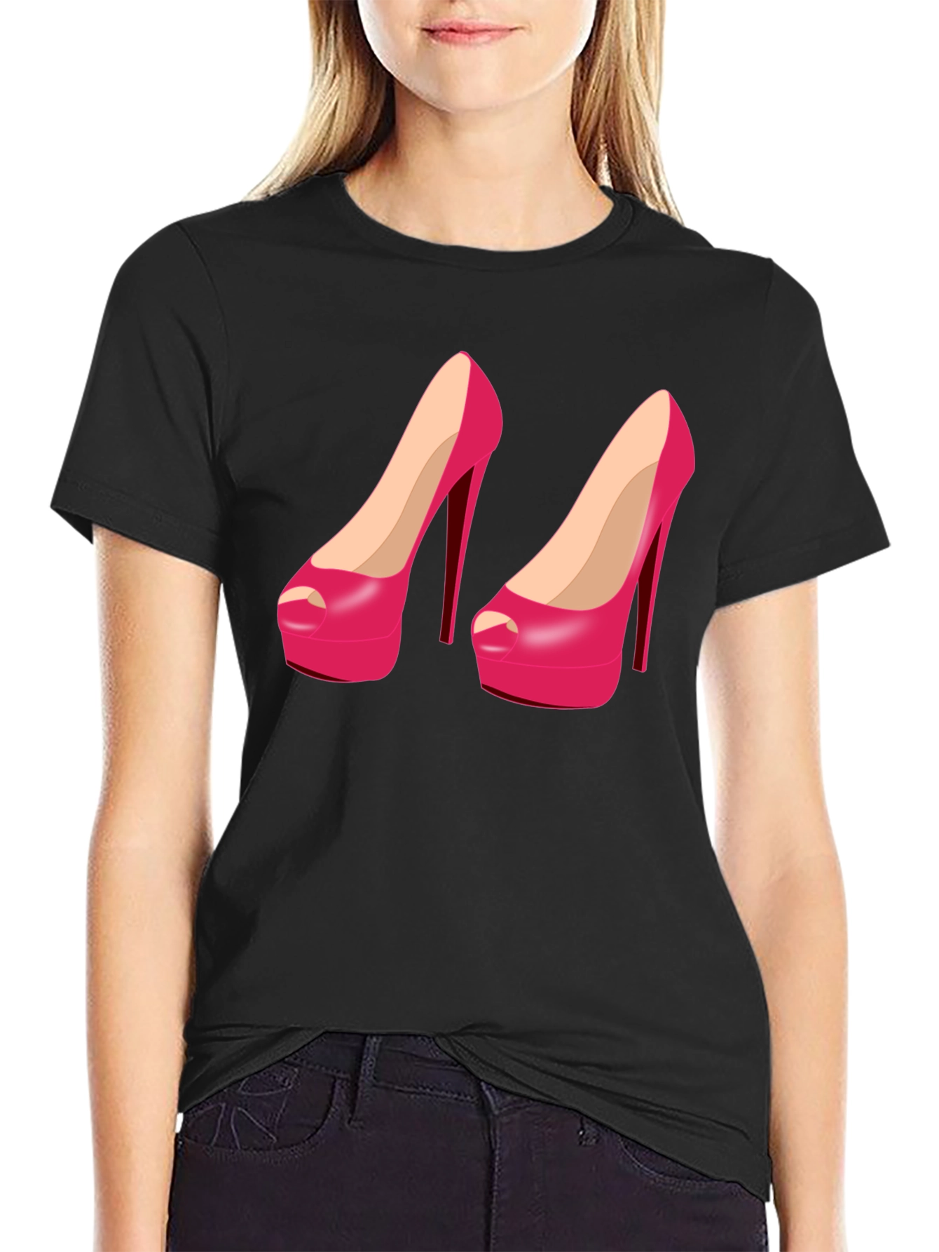 Black Stiletto Heel Graphic Tee view 2