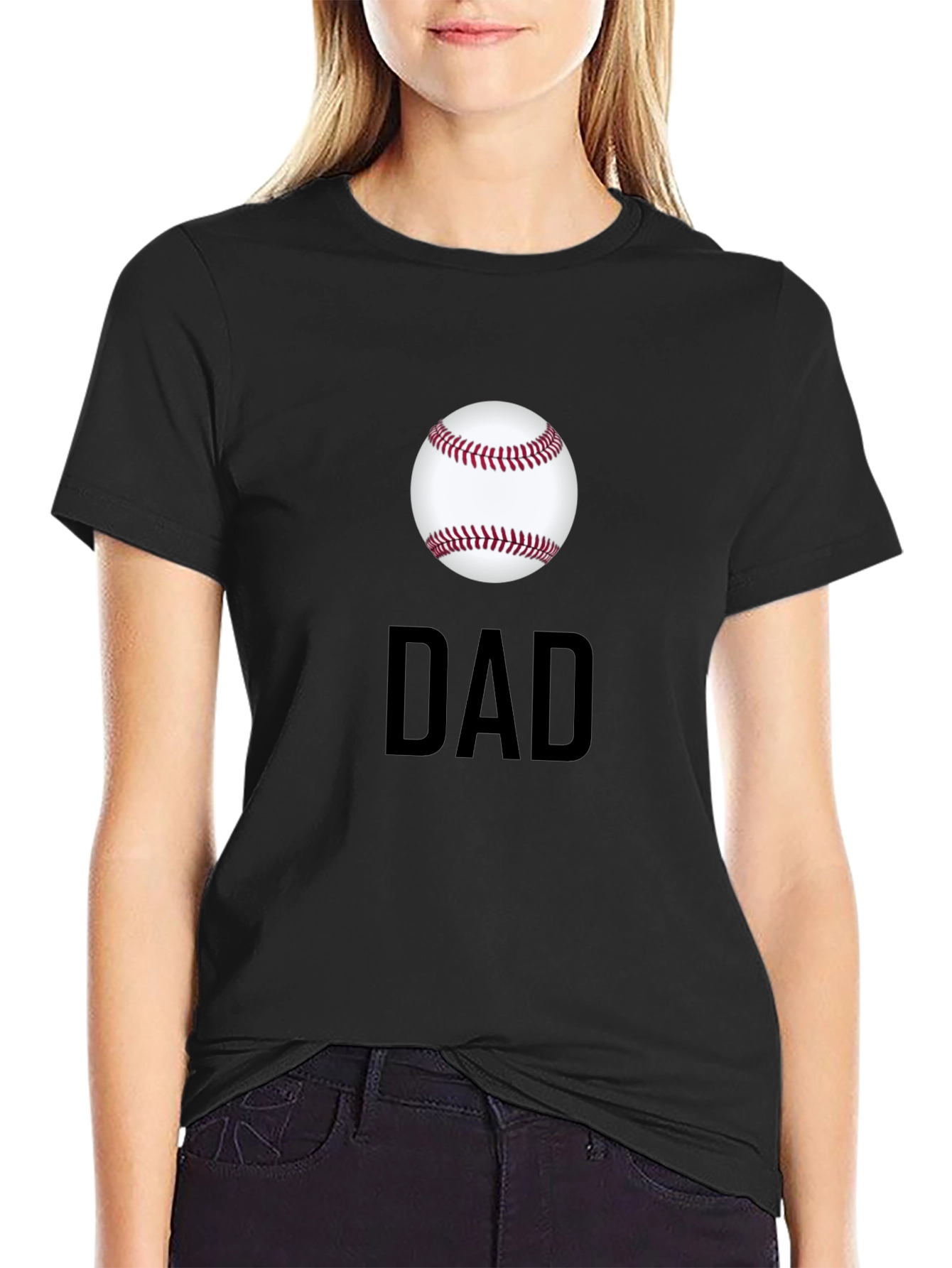 Black Baseball Dad T-Shirt - Classic Black Tee view 2