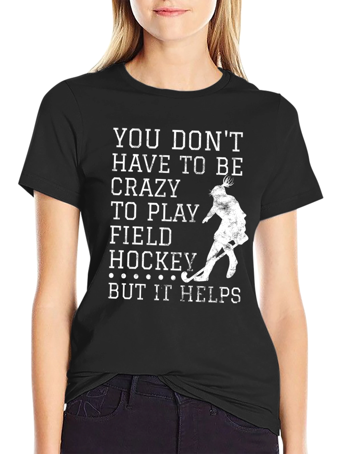 Black Crazy Field Hockey Black T-Shirt view 2