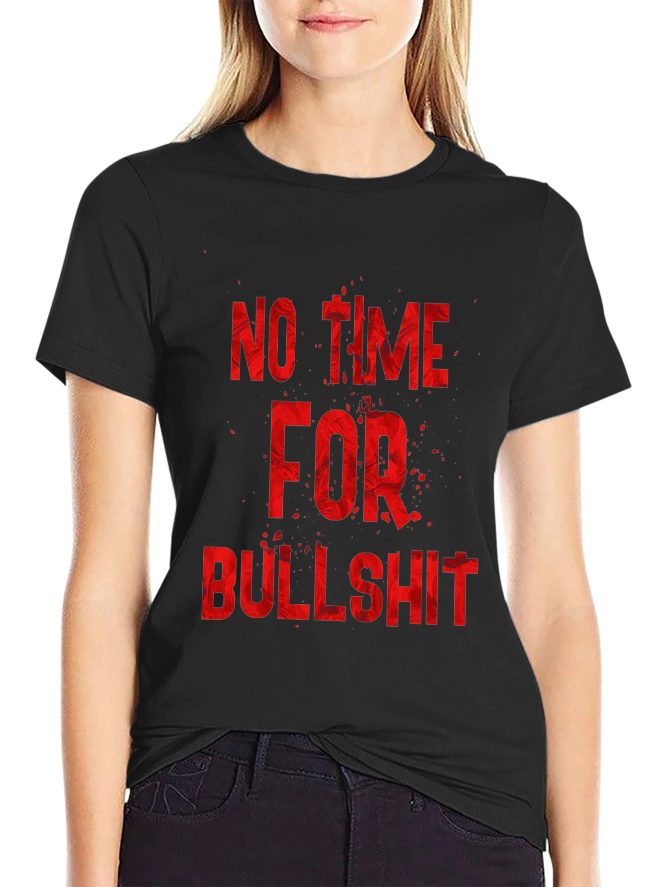 Black No Time For Bullshit Graphic Tee - Black view 2
