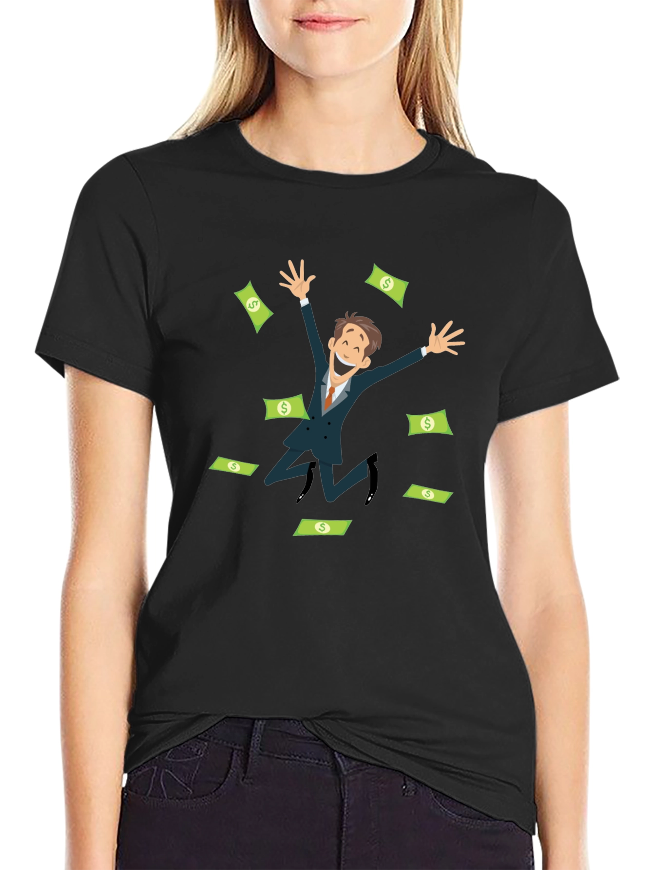 Black Money Man Graphic T-Shirt view 2