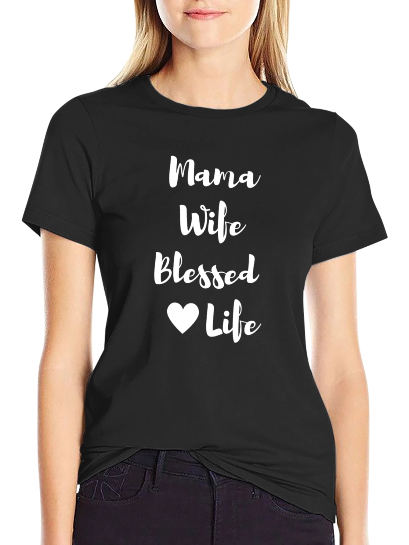 Black Mama Wife Blessed Life T-Shirt view 2