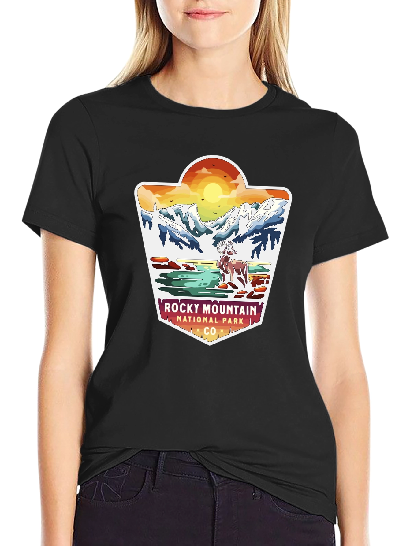 Black Rocky Mountain National Park Graphic Tee view 2