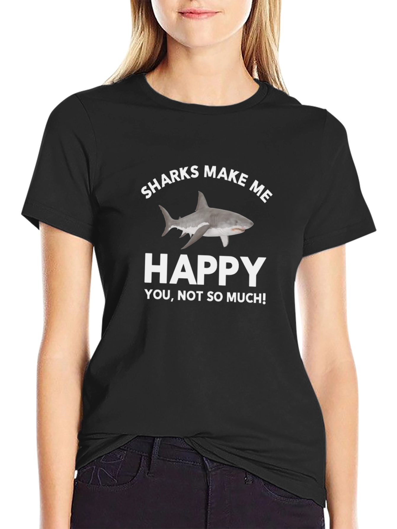 Black Sharks Make Me Happy T-Shirt view 2