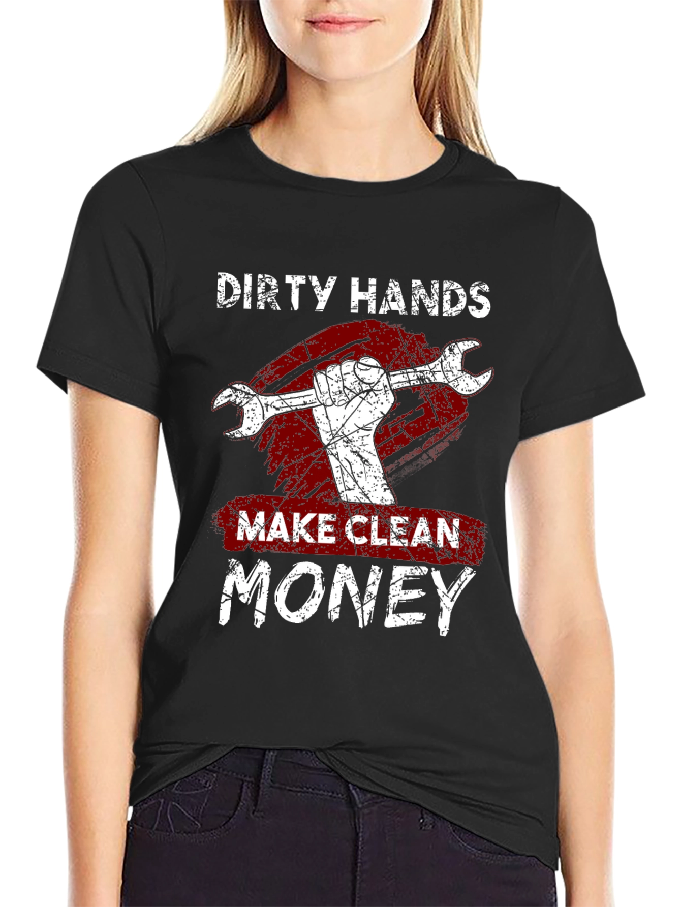 Black Dirty Hands Make Clean Money Graphic Tee view 2