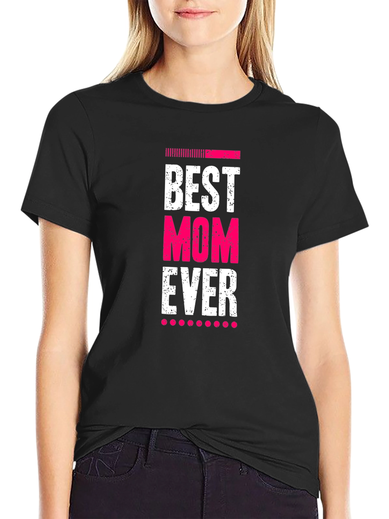 Black Best Mom Ever Black T-Shirt view 2