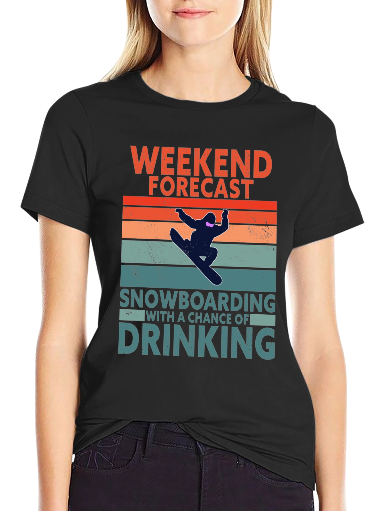 Black Weekend Forecast Snowboarding T-Shirt view 2