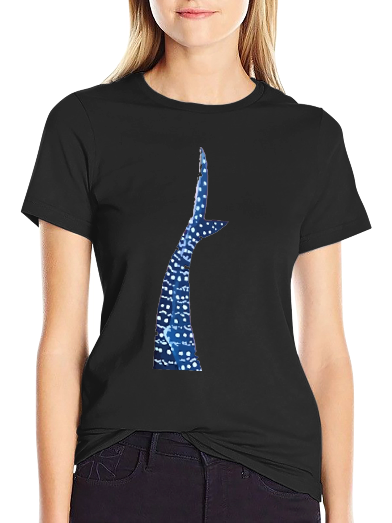 Black Whale Shark Tail T-Shirt - Marine Life Tee view 2