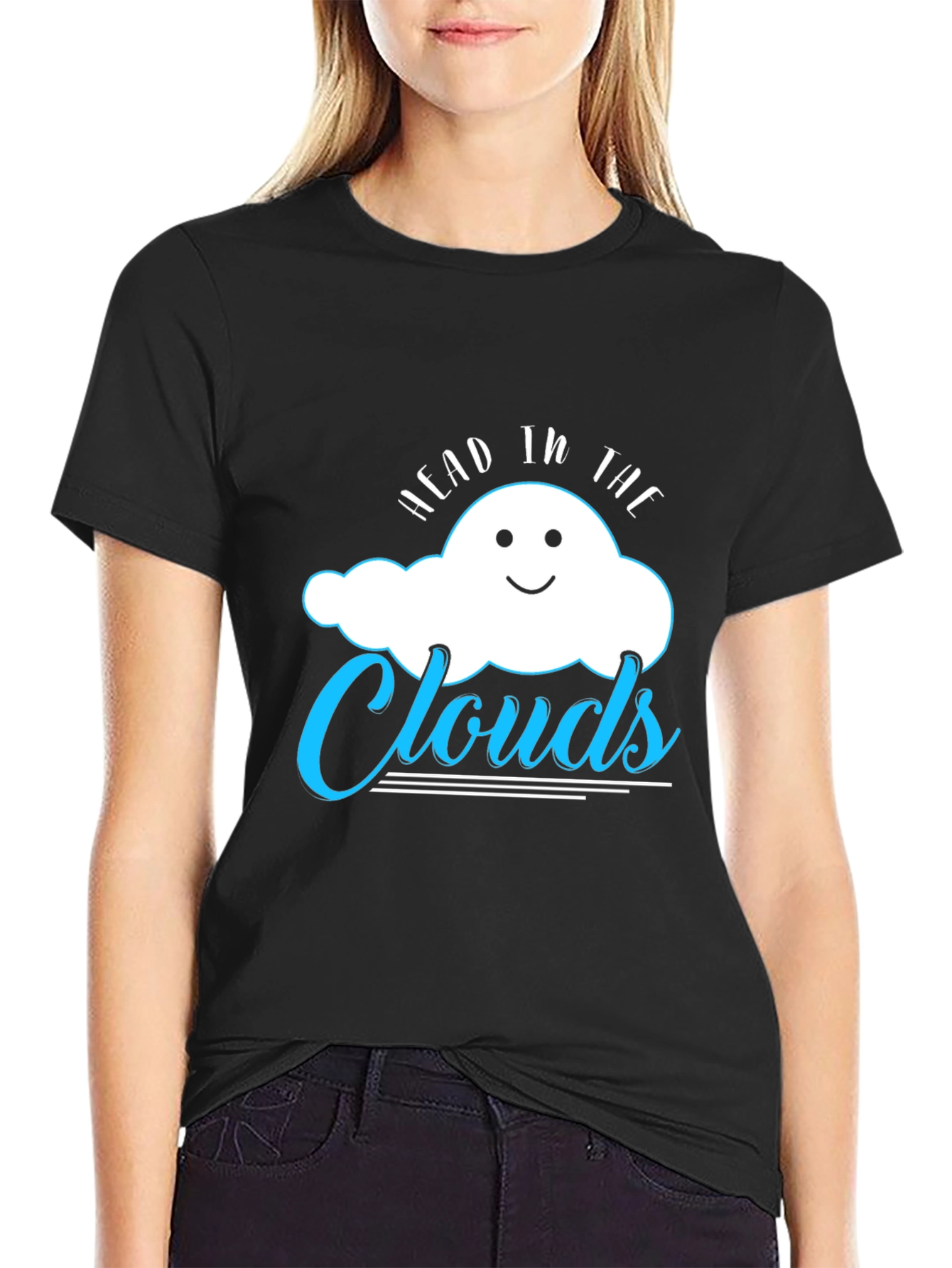Black Head in the Clouds Graphic Tee - Black view 2