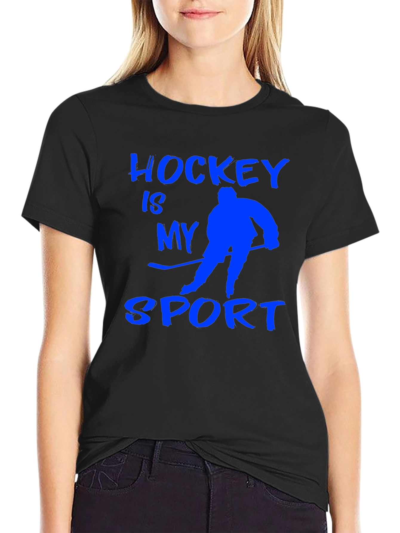 Black Hockey Is My Sport T-Shirt - Black view 2