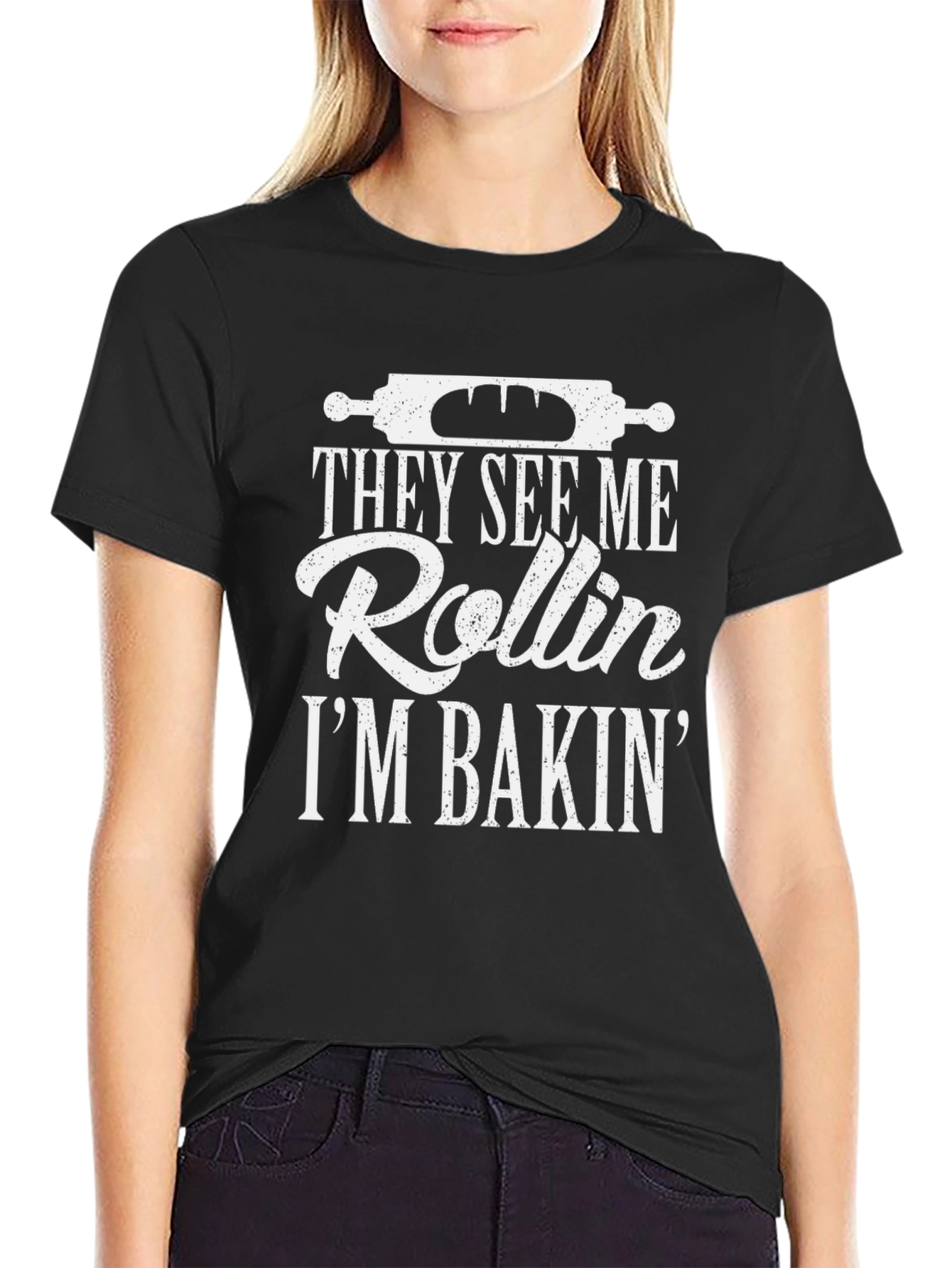 Black They See Me Rollin' I'm Bakin' Graphic Tee view 2