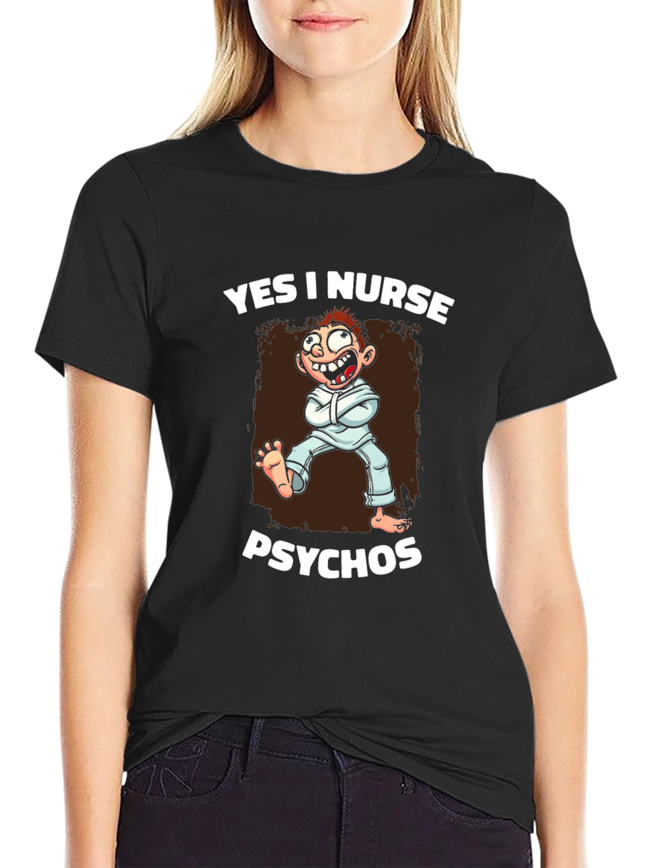 Black Yes I Nurse Psychos Graphic T-Shirt view 2