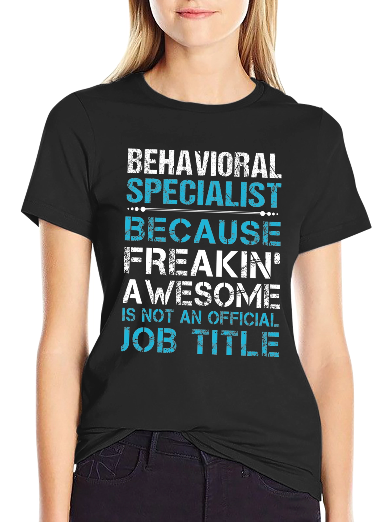 Black Behavioral Specialist Awesome Job Title T-Shirt view 2