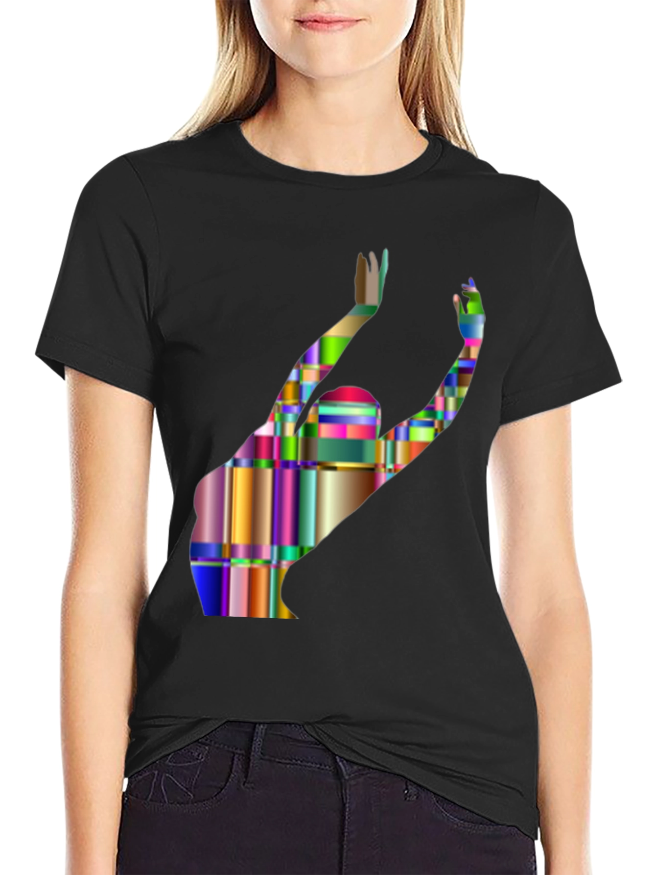 Black Abstract Geometric Silhouette T-Shirt view 2