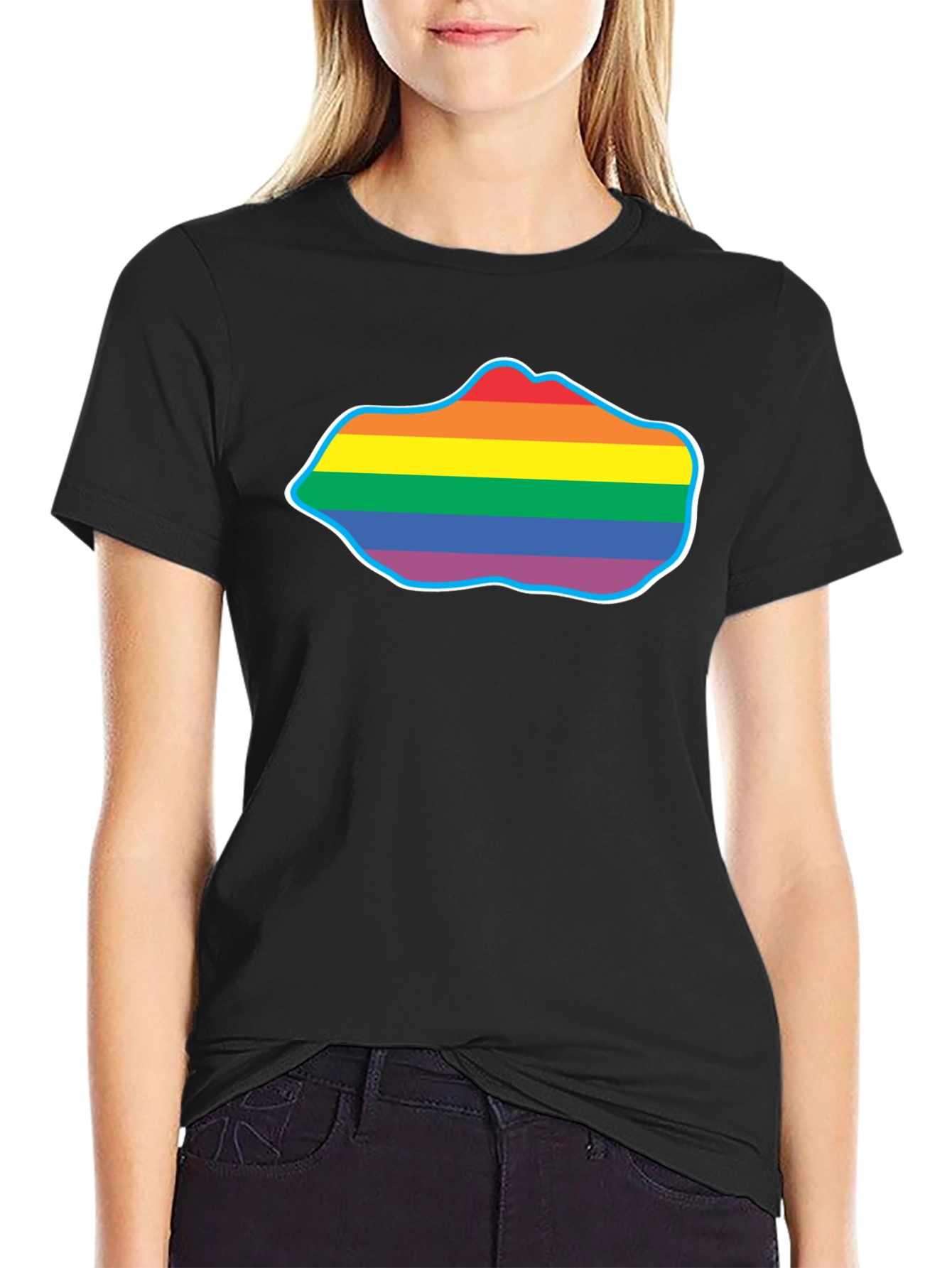 Black Pride Rainbow Cloud T-Shirt - Black Crew Neck view 2