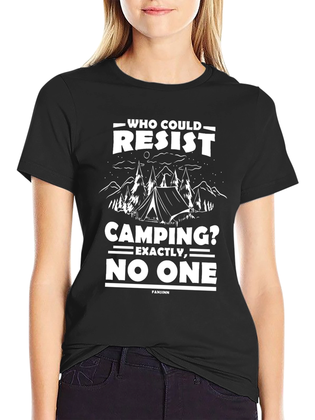 Black Camping Resist Graphic Tee -  Black Unisex Shirt view 2