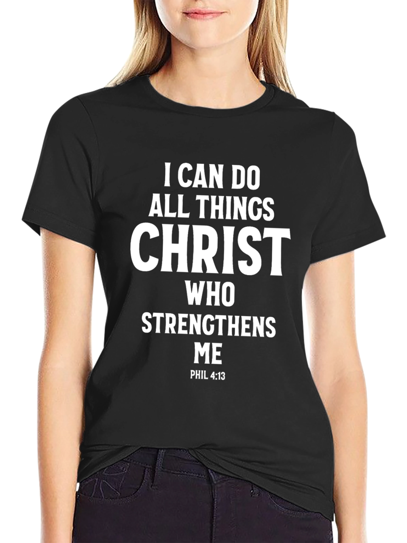 Black Faith-Inspired T-Shirt - I Can Do All Things view 2