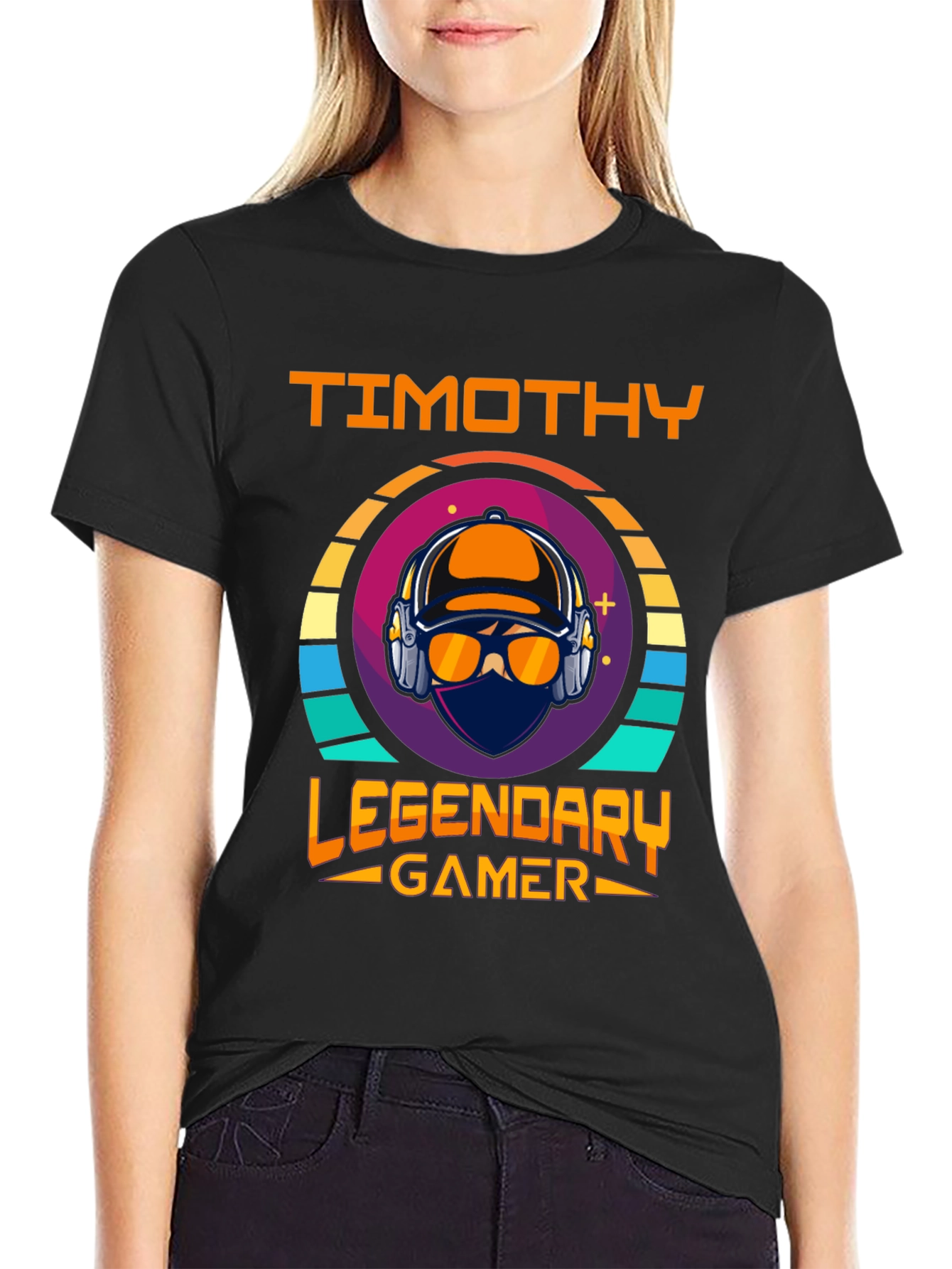 Black Timothy Legendary Gamer T-Shirt view 2