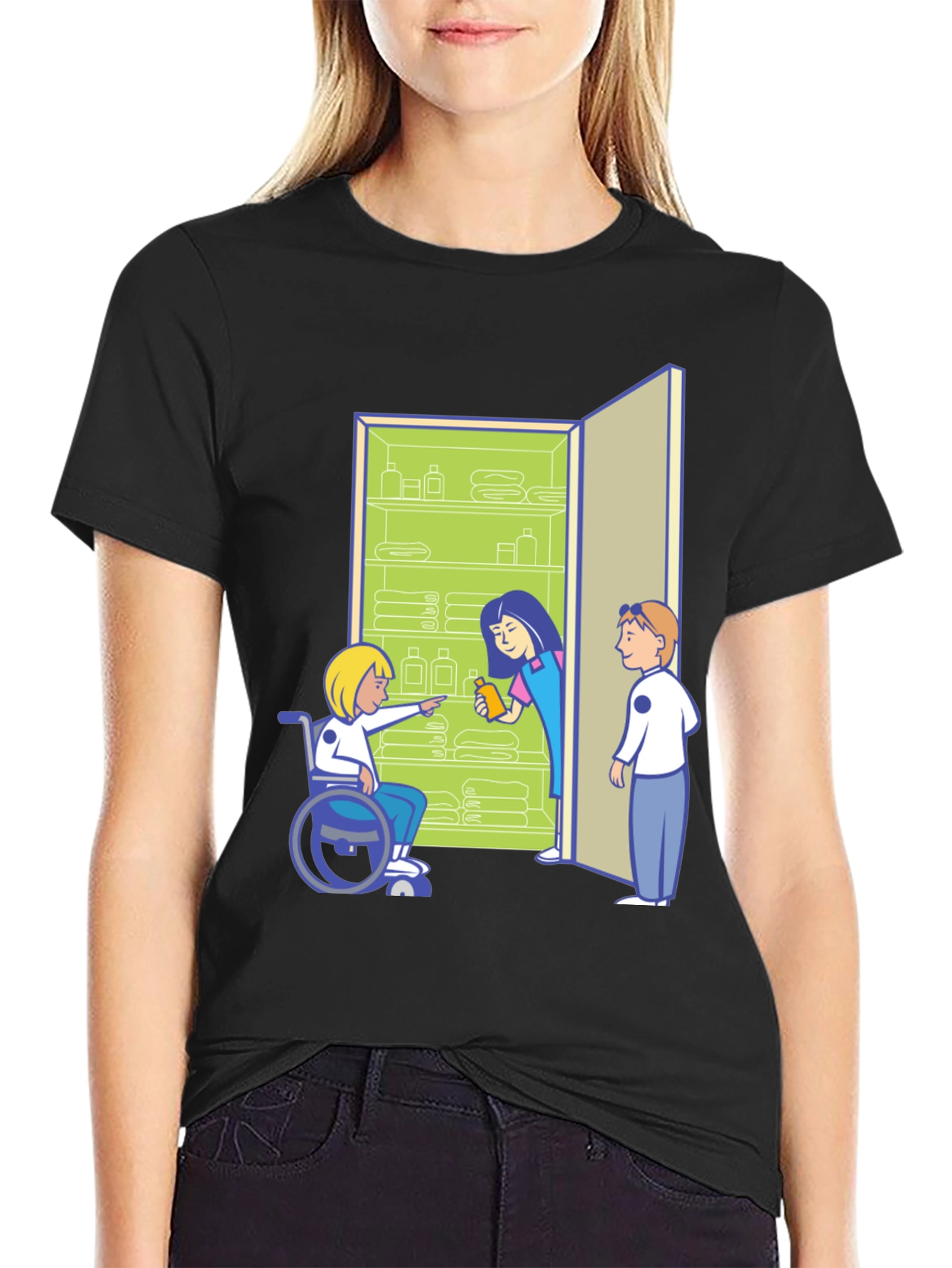 Black Inclusive Cartoon Graphic T-Shirt view 2