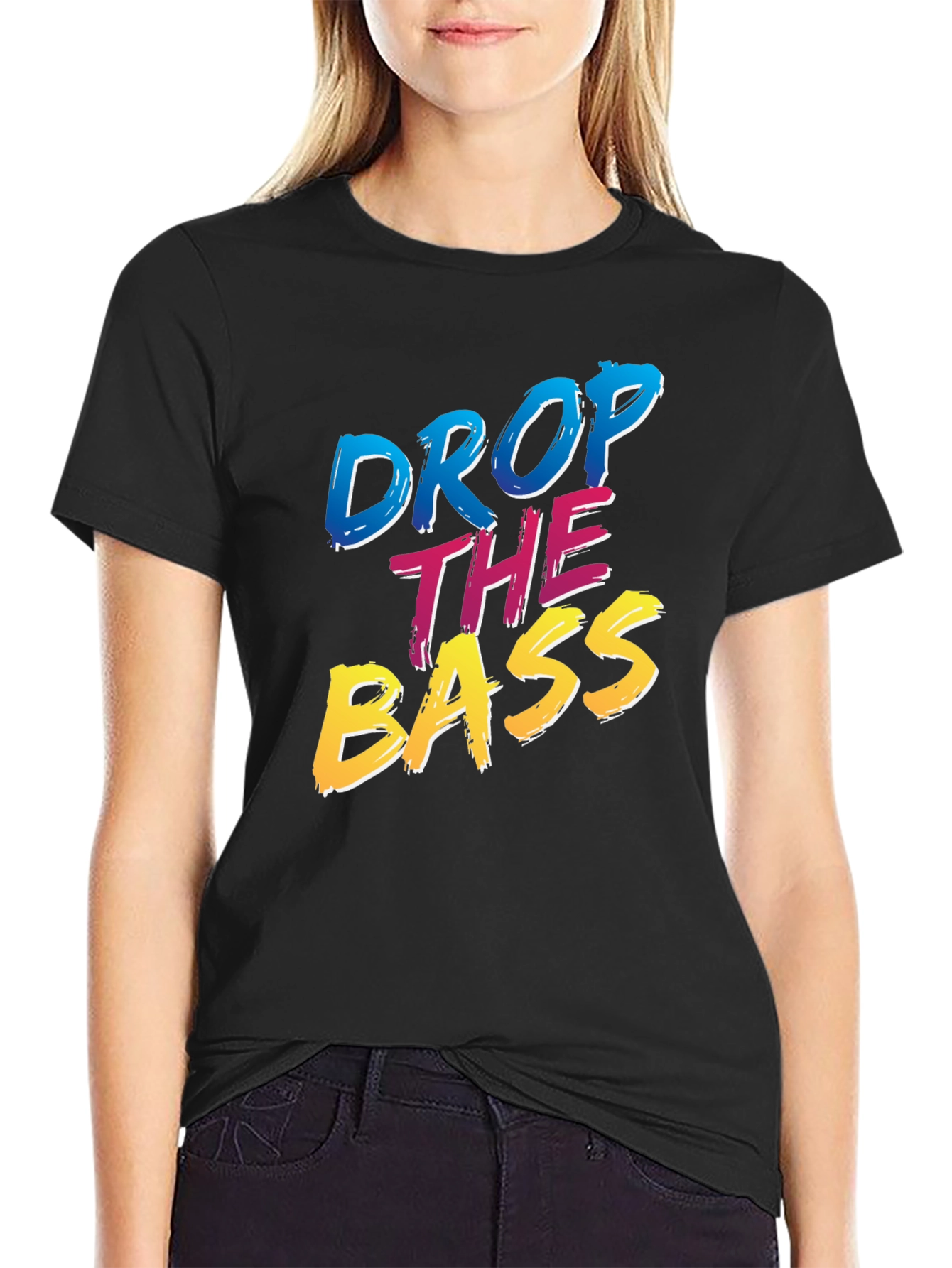 Black Drop The Bass T-Shirt - Black Cotton Blend view 2