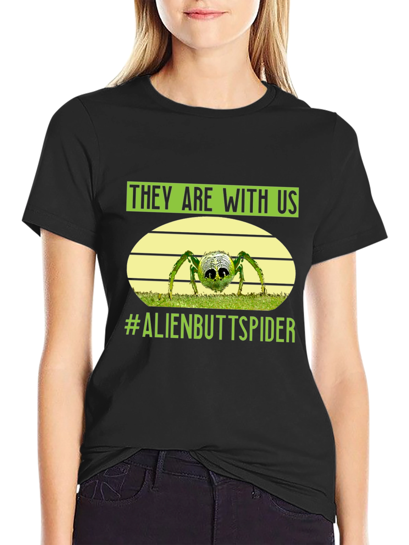 Black Alien Butt Spider Graphic Tee view 2