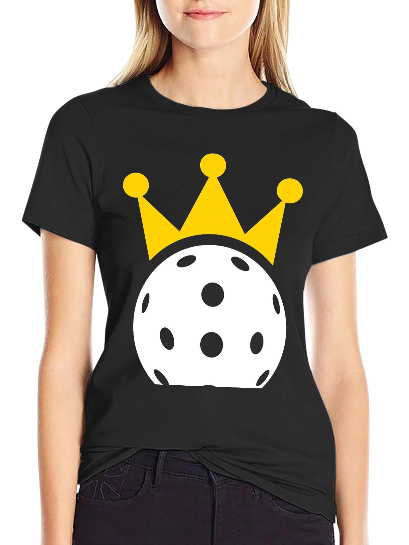 Black Pickleball King T-Shirt - Black Cotton Tee view 2
