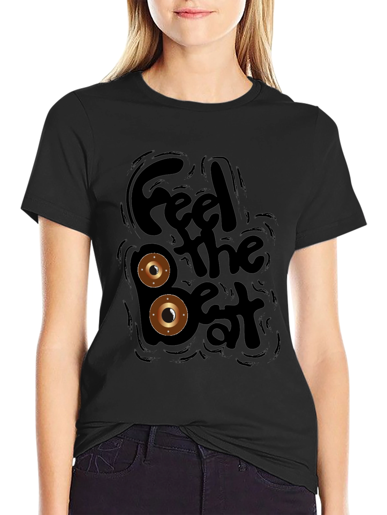 Black Feel the Beat Black Graphic Tee view 2