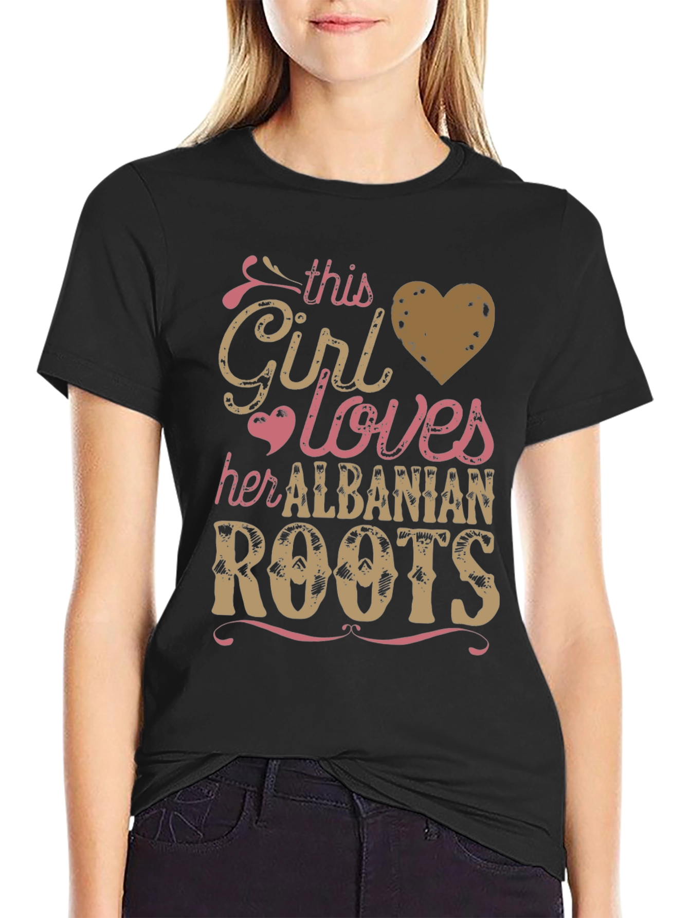 Black Albanian Roots Graphic Tee - This Girl Loves Heritage T-Shirt view 2