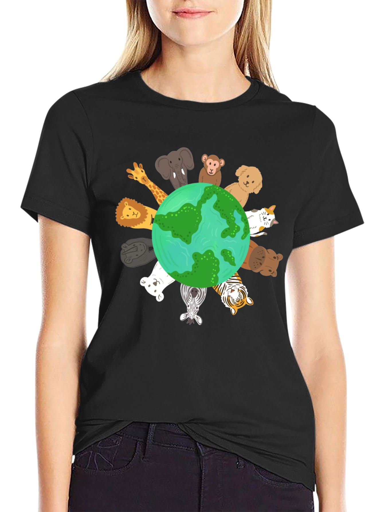 Black Earth Animals Graphic T-Shirt view 2