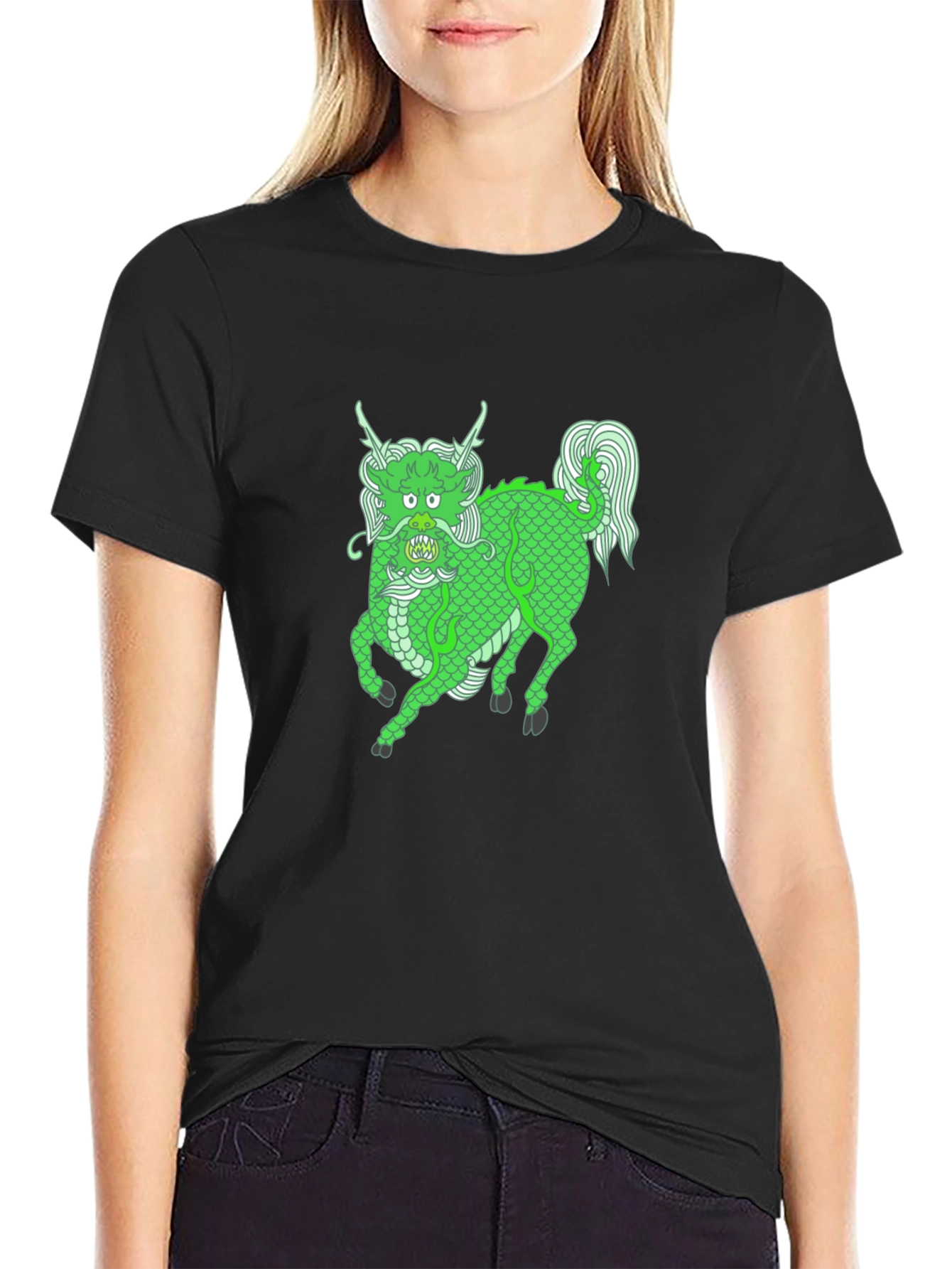 Black Green Dragon Graphic Tee - Stylish & Unique! view 2