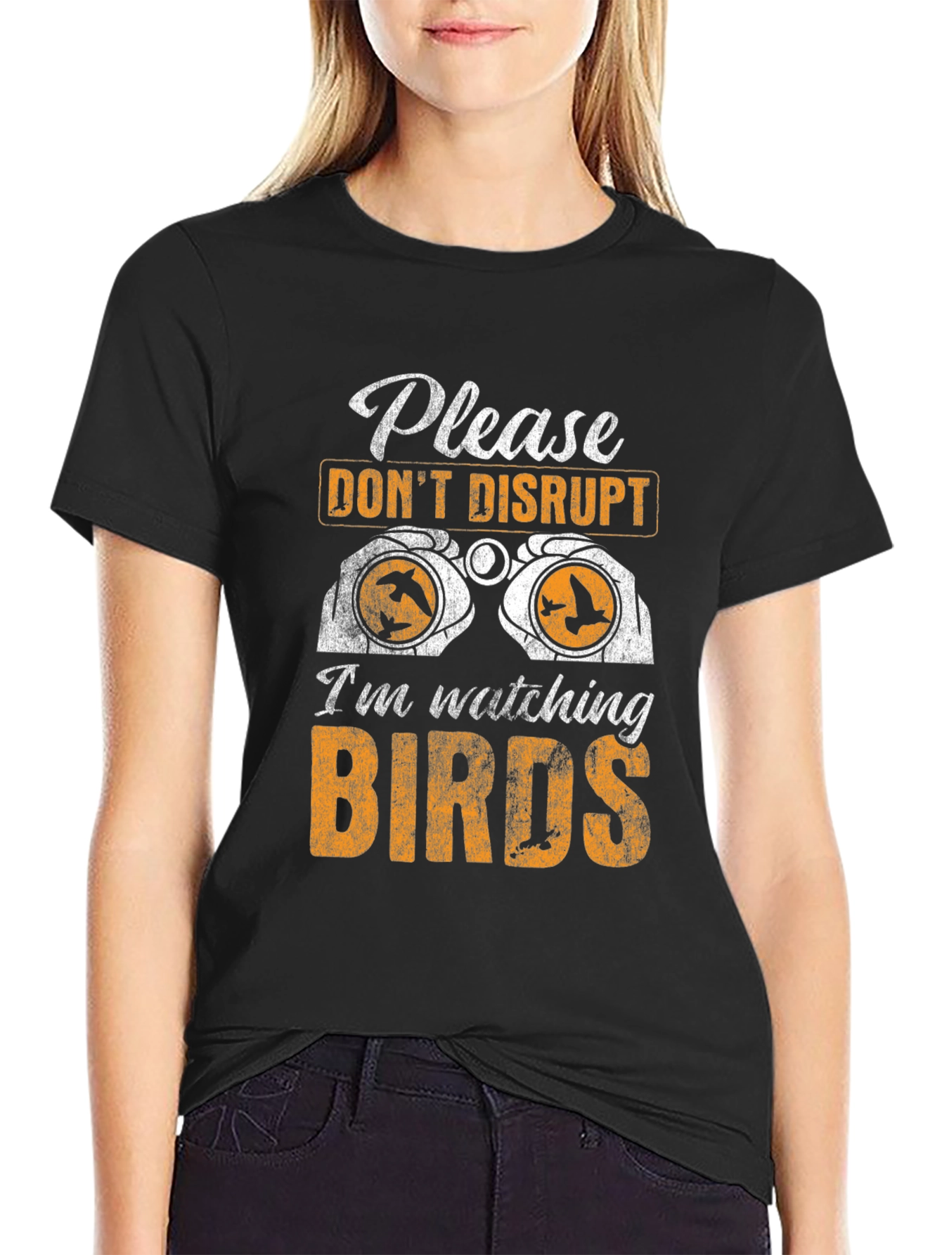 Black Bird Watching Graphic Tee - Do Not Disturb Birdwatcher T-Shirt view 2
