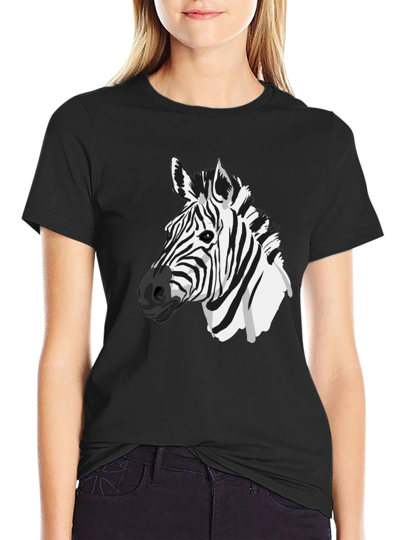 Black Zebra Graphic Tee - Black Casual T-Shirt view 2