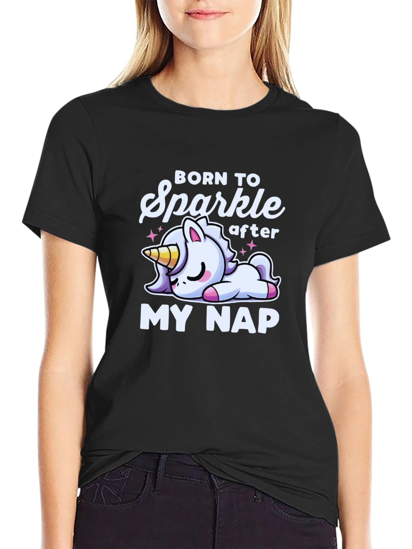 Black Born to Sparkle After My Nap T-Shirt view 2