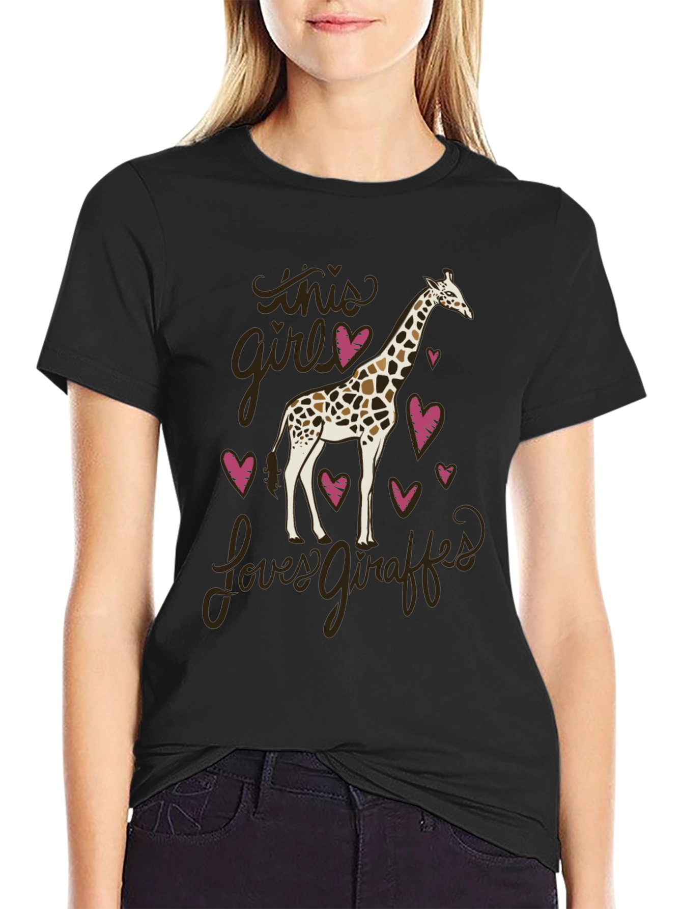 Black Giraffe Lover Graphic Tee - Soft Cotton Unisex T-Shirt view 2
