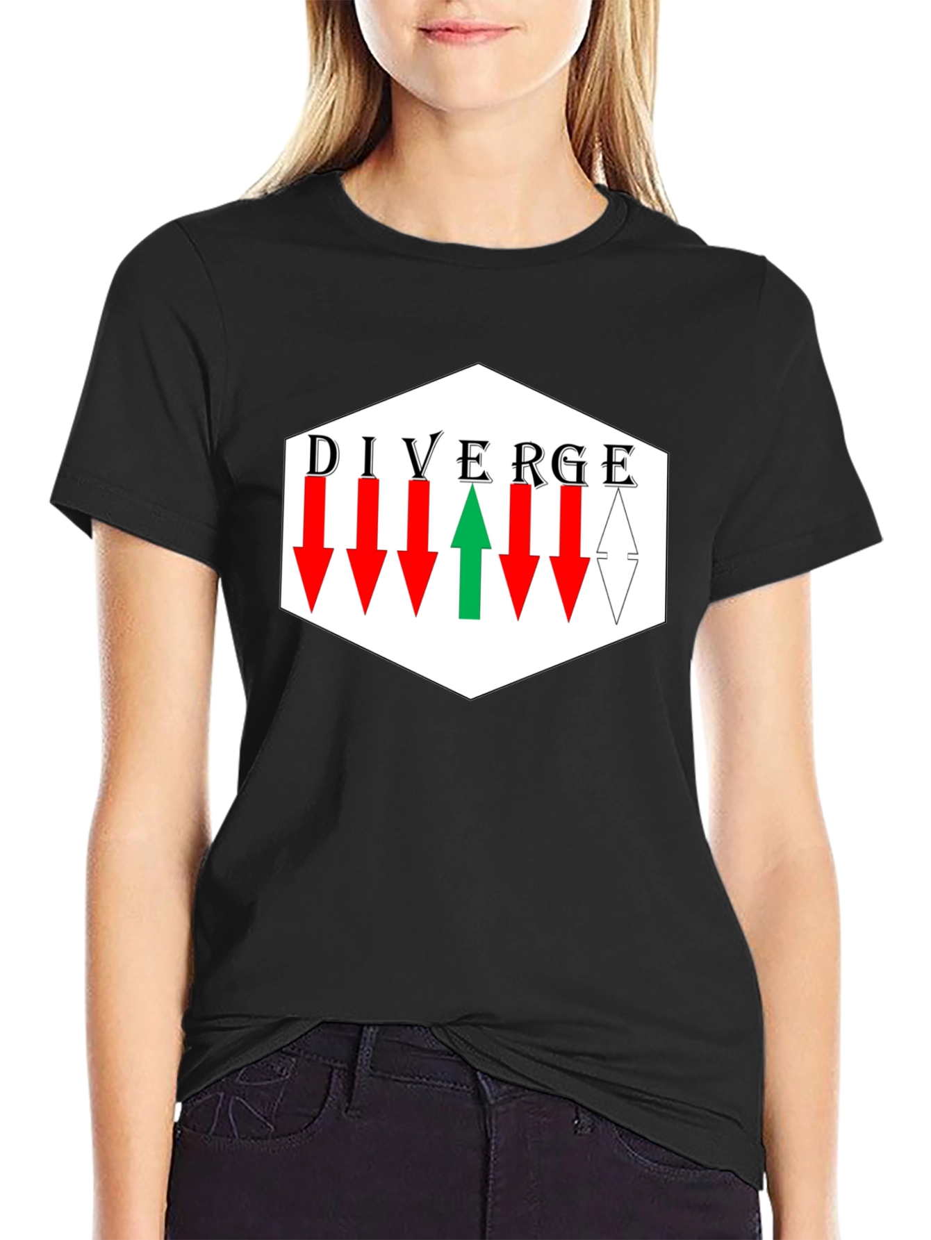 Black Diverge T-Shirt - Bold Statement Tee view 2