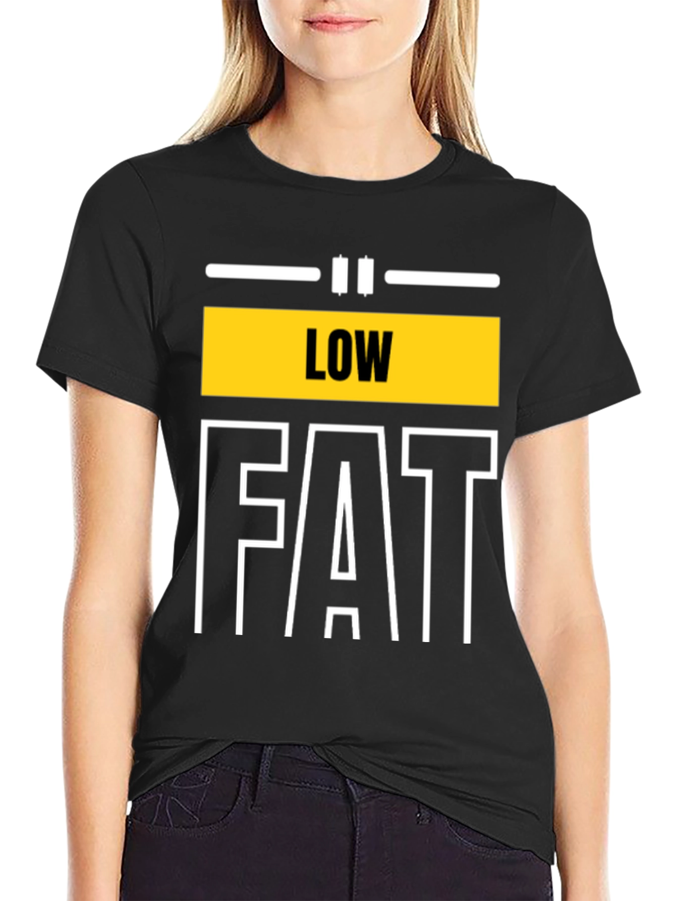 Black Low Fat Graphic Tee - Unisex Black T-Shirt view 2