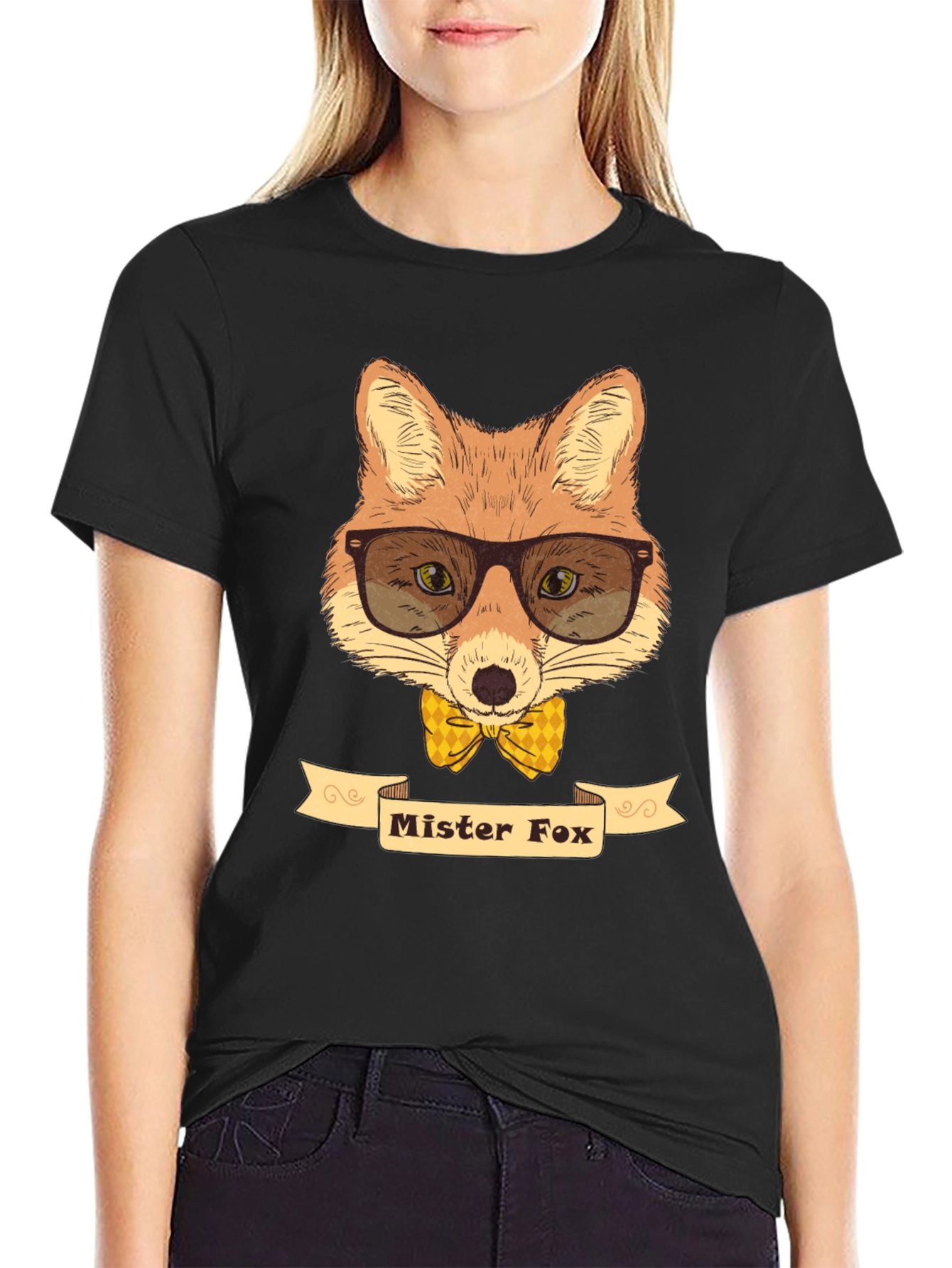 Black Mr. Fox Graphic Tee - Stylish Novelty Shirt view 2