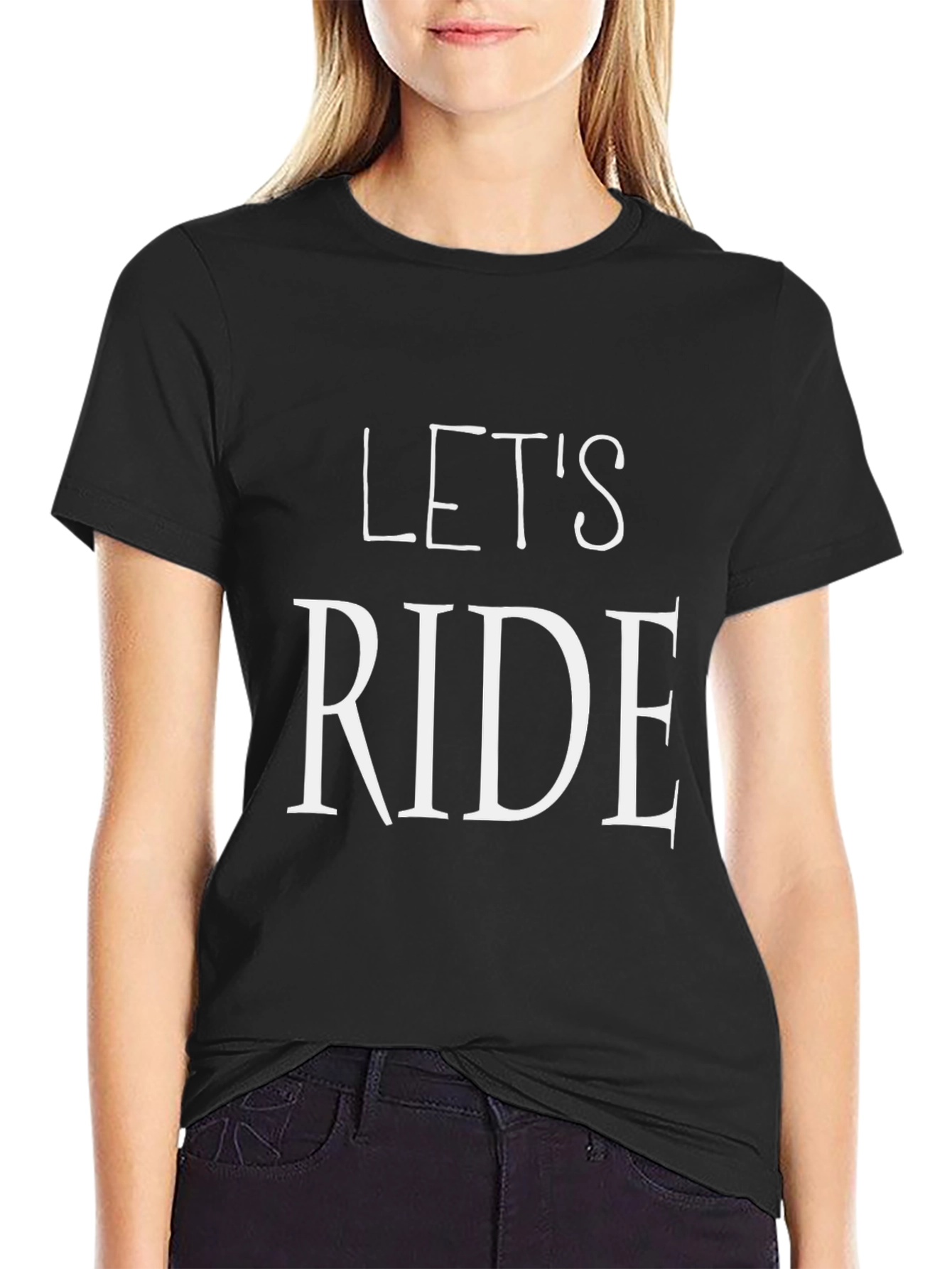 Black Let's Ride Graphic Tee - Black Cotton Blend view 2