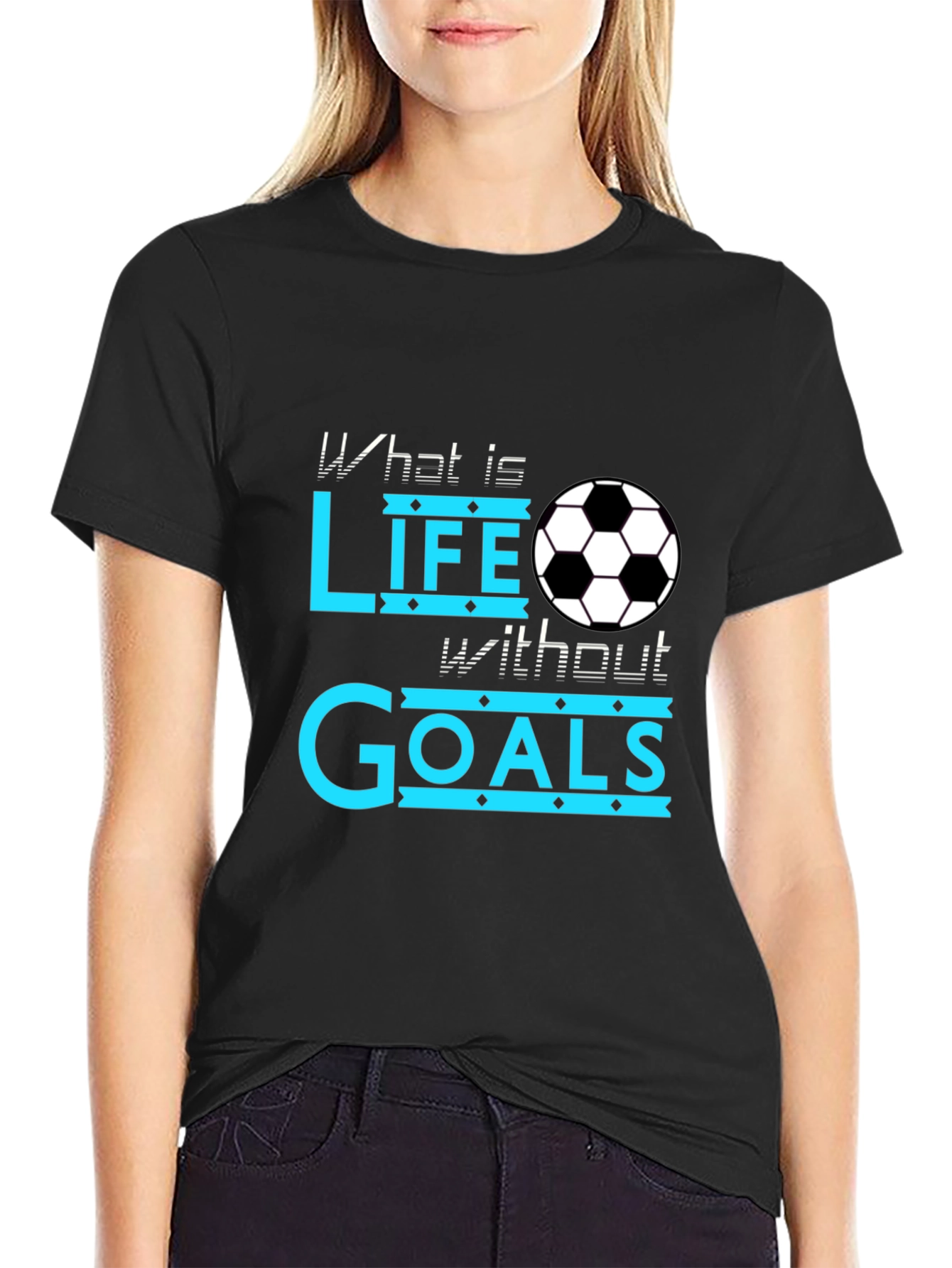 Black Soccer Life Goals Black T-Shirt view 2