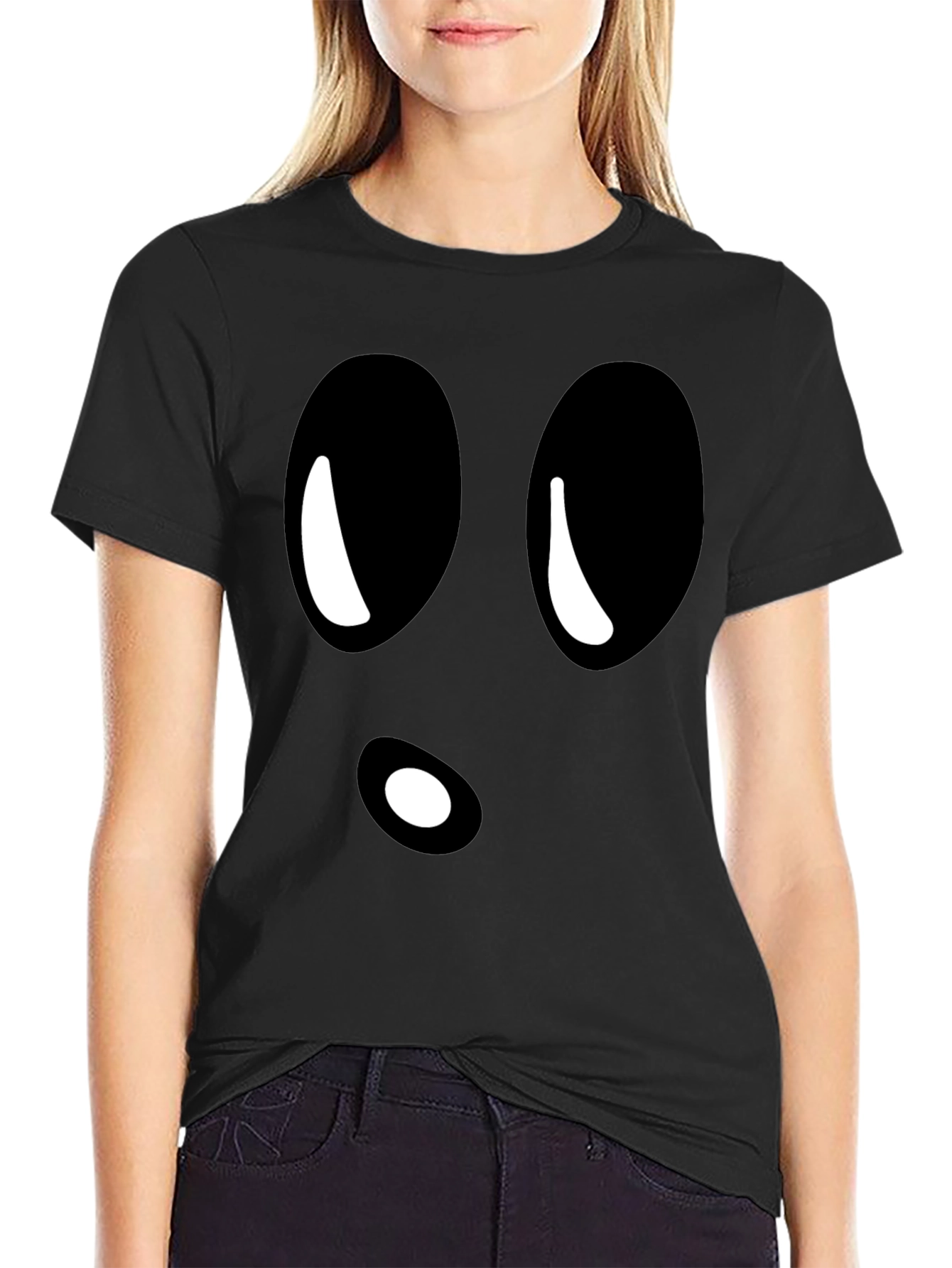 Black Funny Ghost Face Black T-Shirt view 2