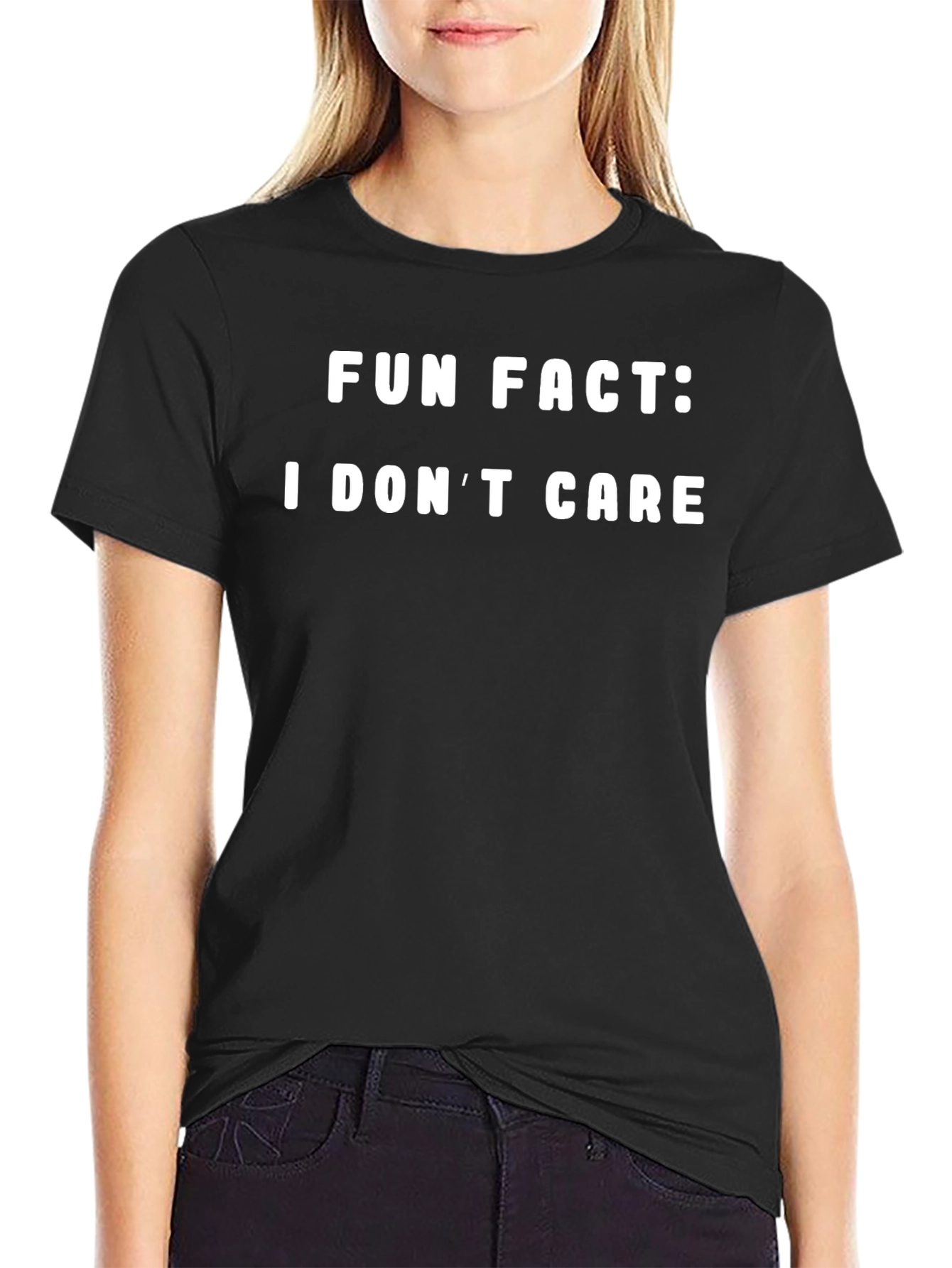 Black Fun Fact I Don't Care Black T-Shirt view 2