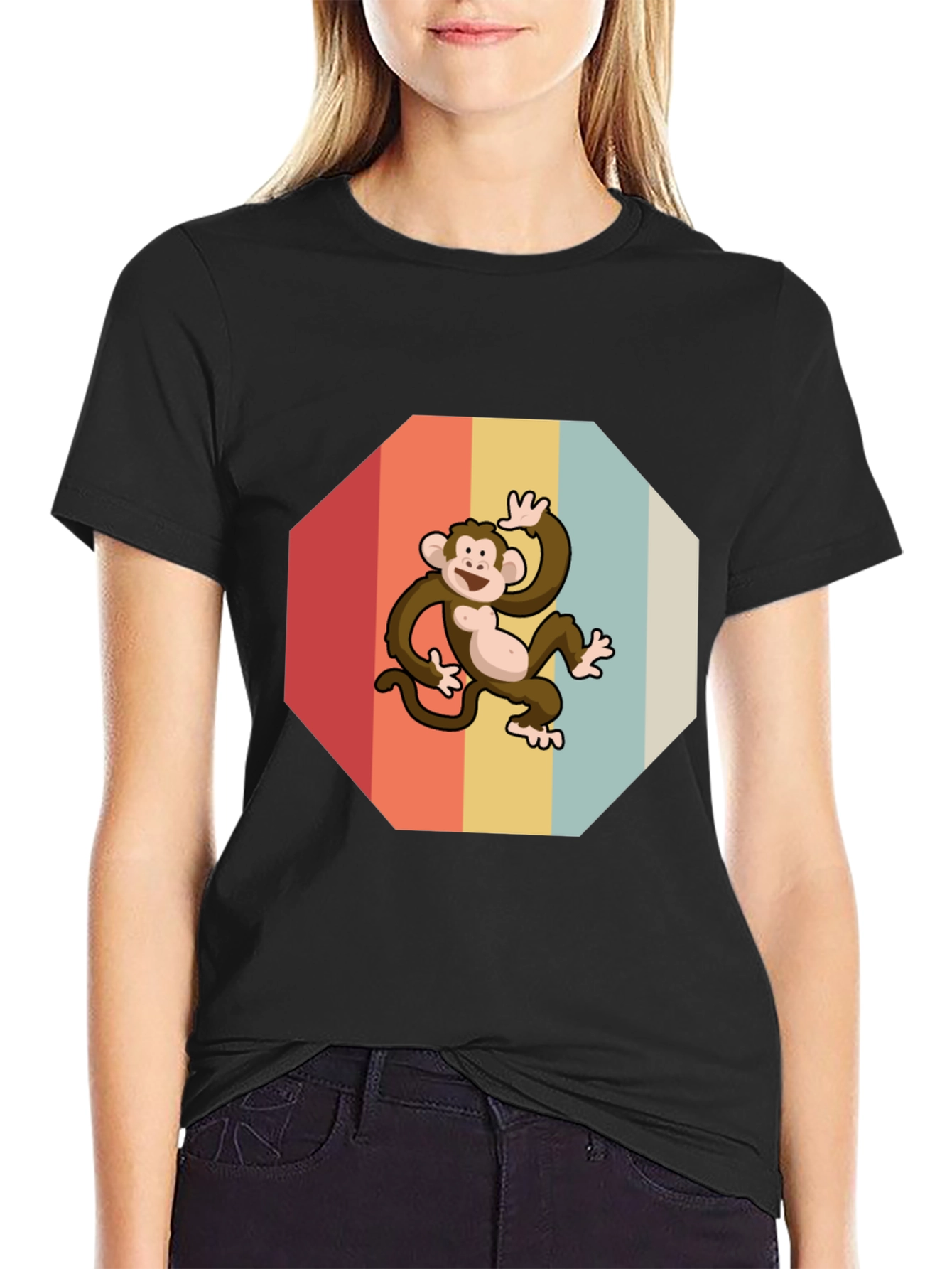 Black Retro Monkey Graphic Tee - Fun & Stylish view 2