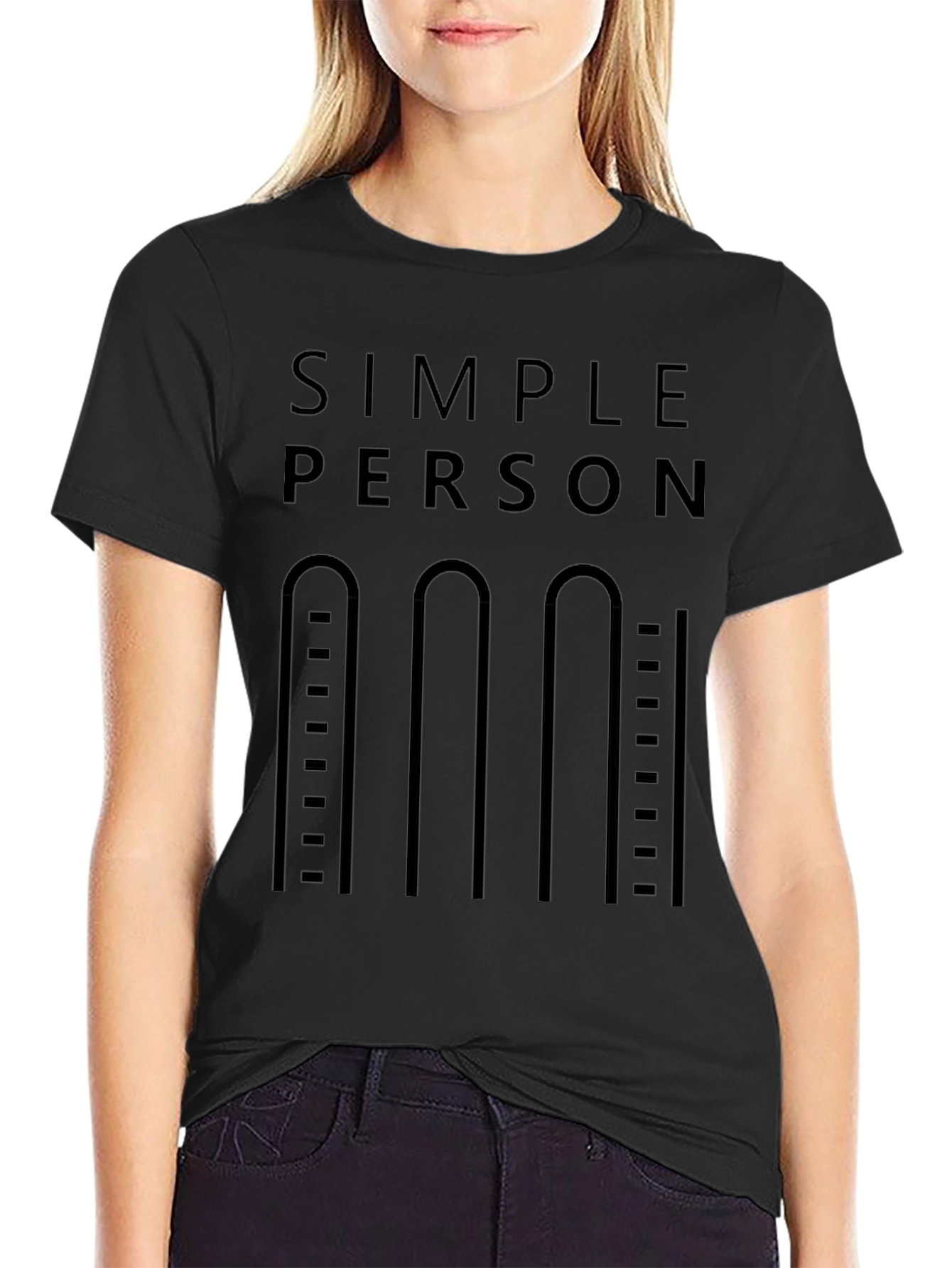 Black Simple Person T-Shirt - Minimalist Design view 2
